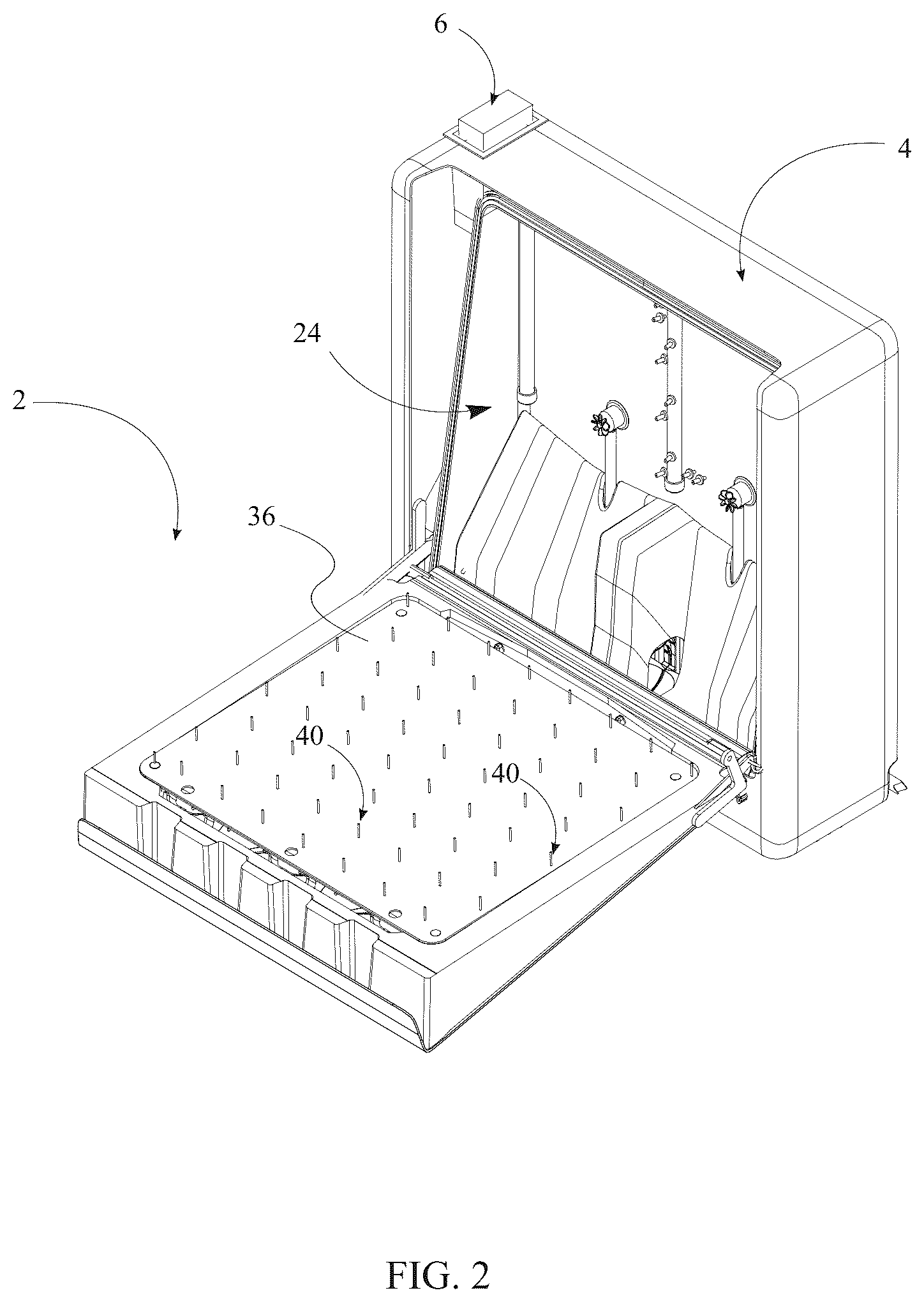 Patent US12564173 Figure 2 – Automated self-cleaning litter box