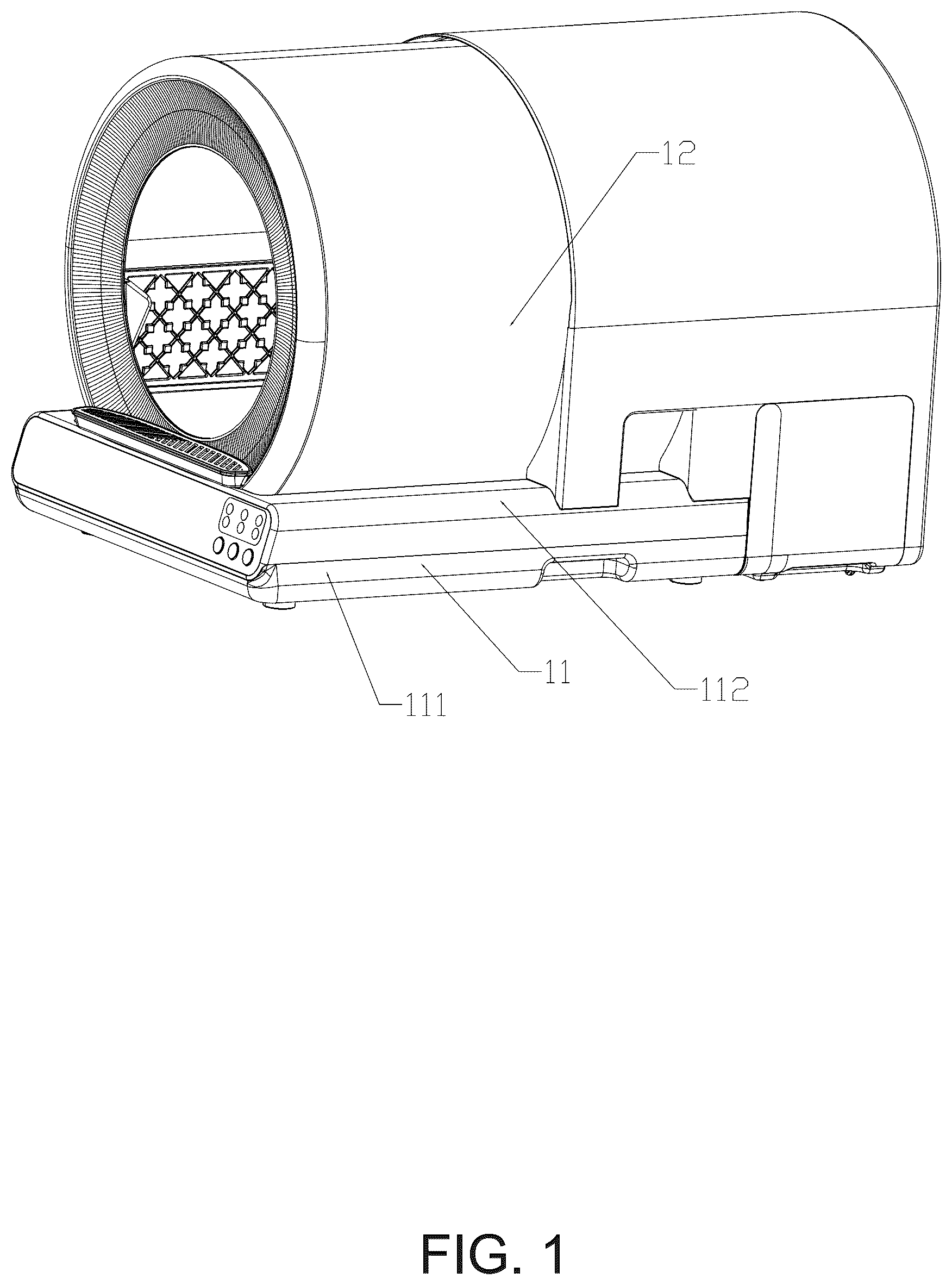Patent US12564174 Figure 1 – Automatic cat litter box