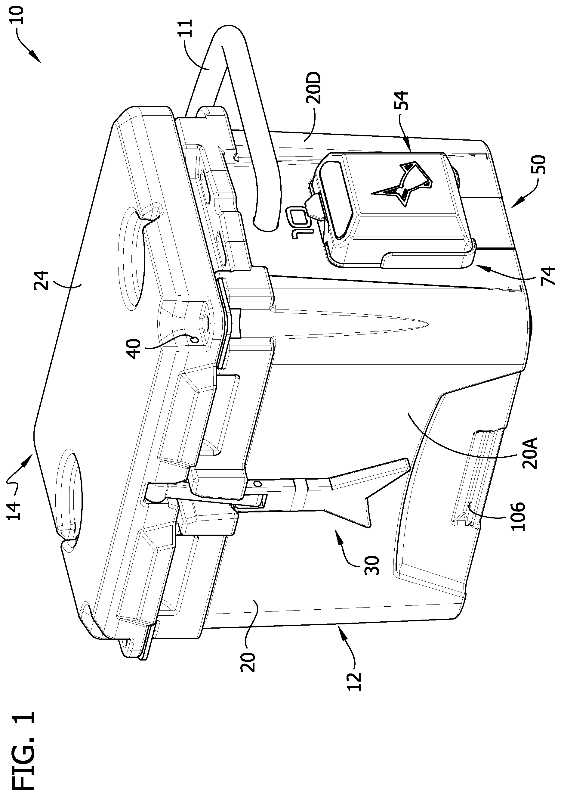Patent US12564181 Figure 1 – Container for aquatic live bait with detachable air pump unit