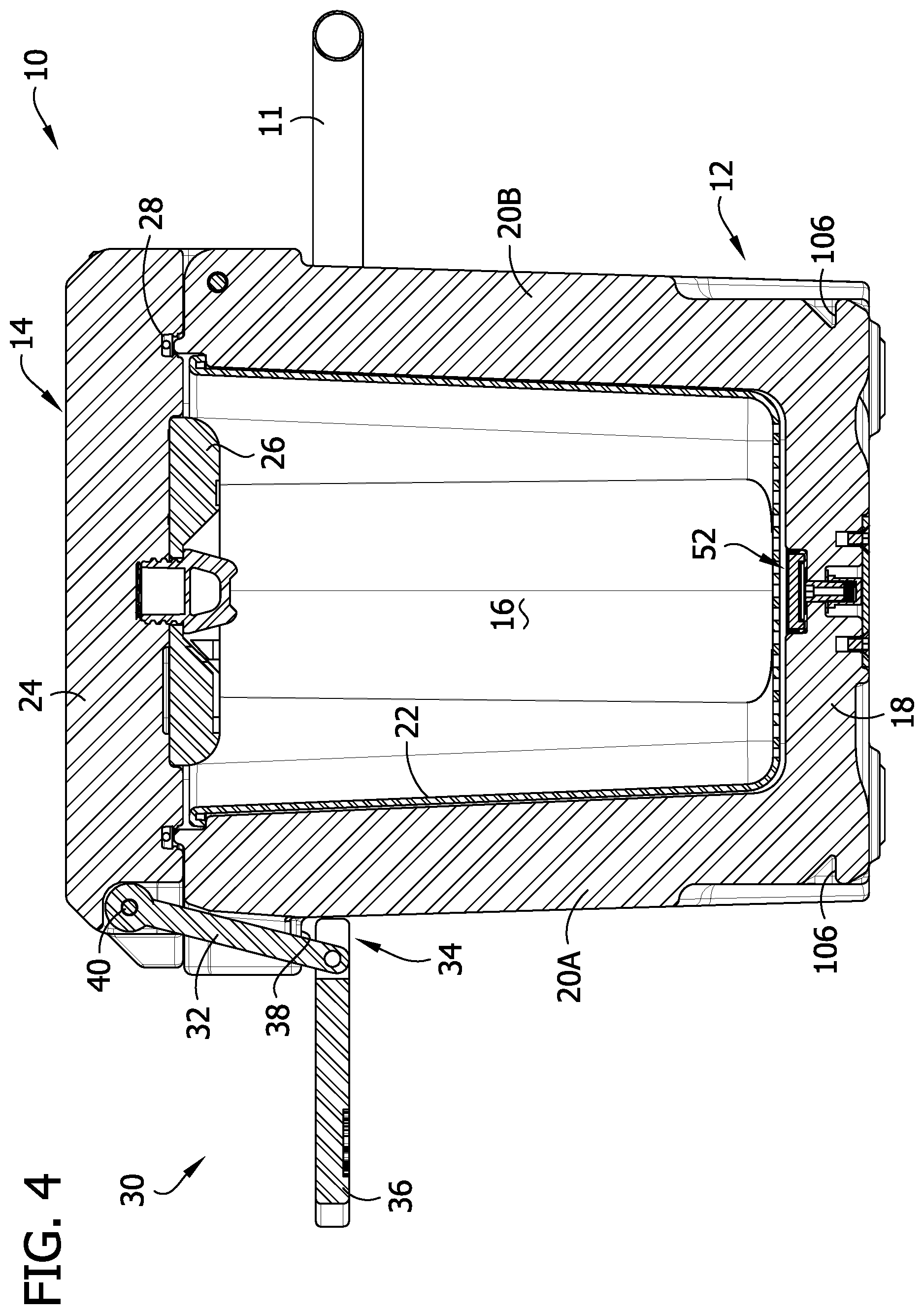 Patent US12564181 Figure 4 – Container for aquatic live bait with detachable air pump unit
