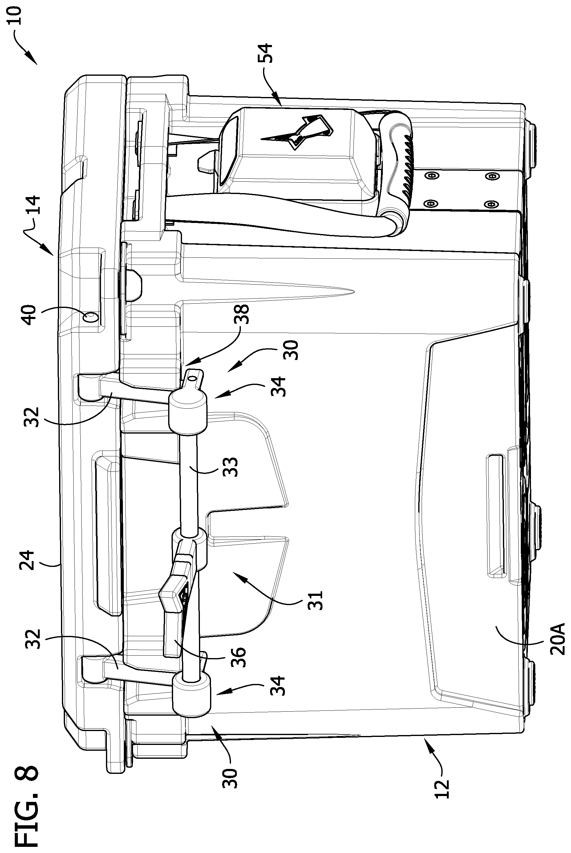 Patent US12564181 Figure 8 – Container for aquatic live bait with detachable air pump unit