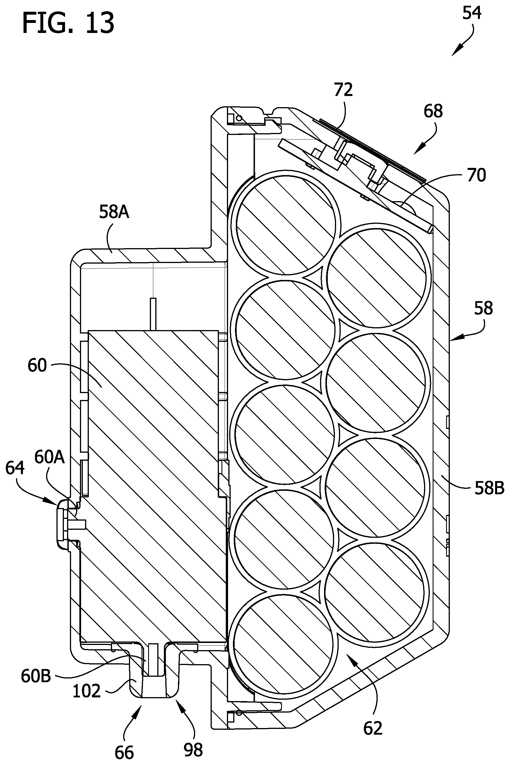 Patent US12564181 Figure 13 – Container for aquatic live bait with detachable air pump unit