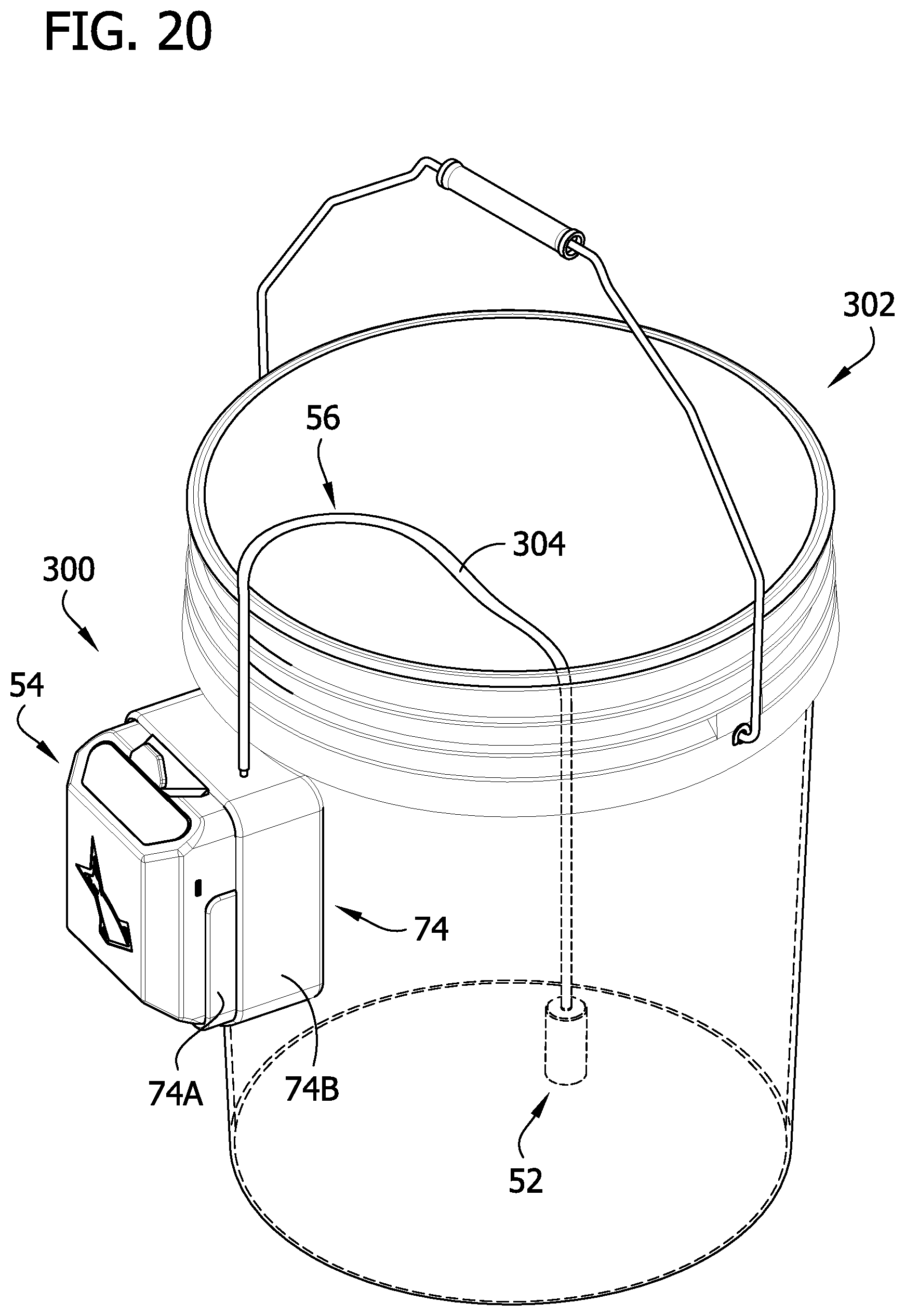 Patent US12564181 Figure 20 – Container for aquatic live bait with detachable air pump unit