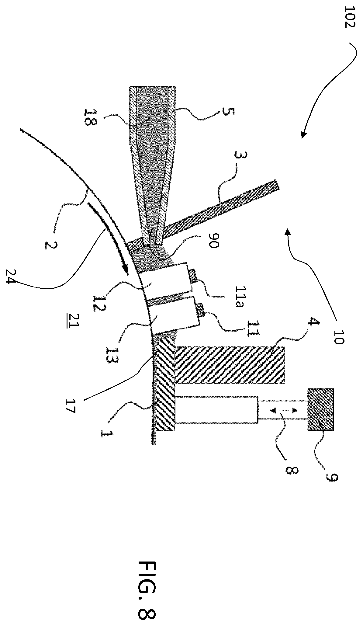 Patent US12564209 Figure 5 – Casting apparatus and method for the production of a cast sheet of a material containing alkaloids