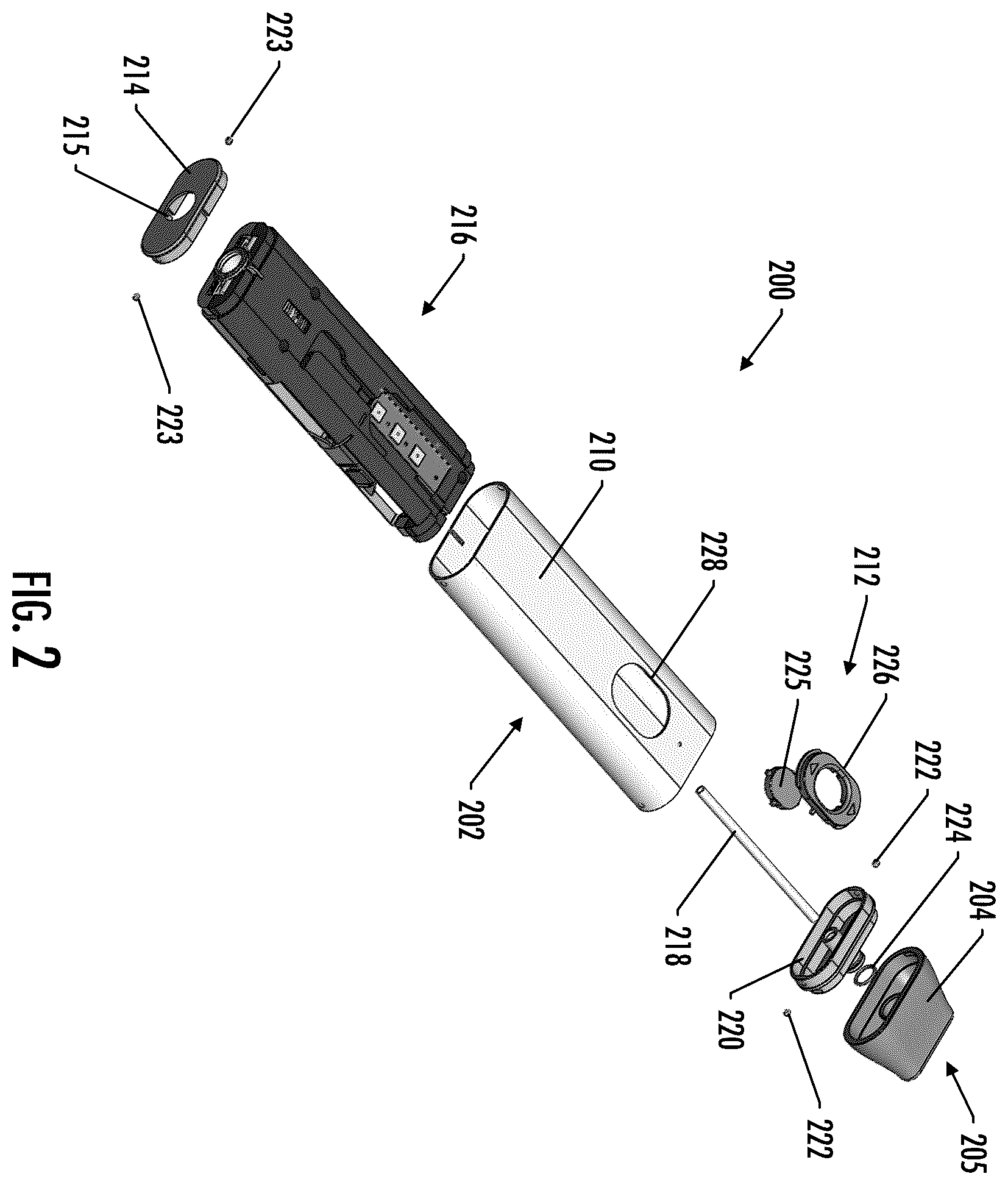 Patent US12564220 Figure 2 – Aerosol delivery device with automatic consumable loading and ejecting