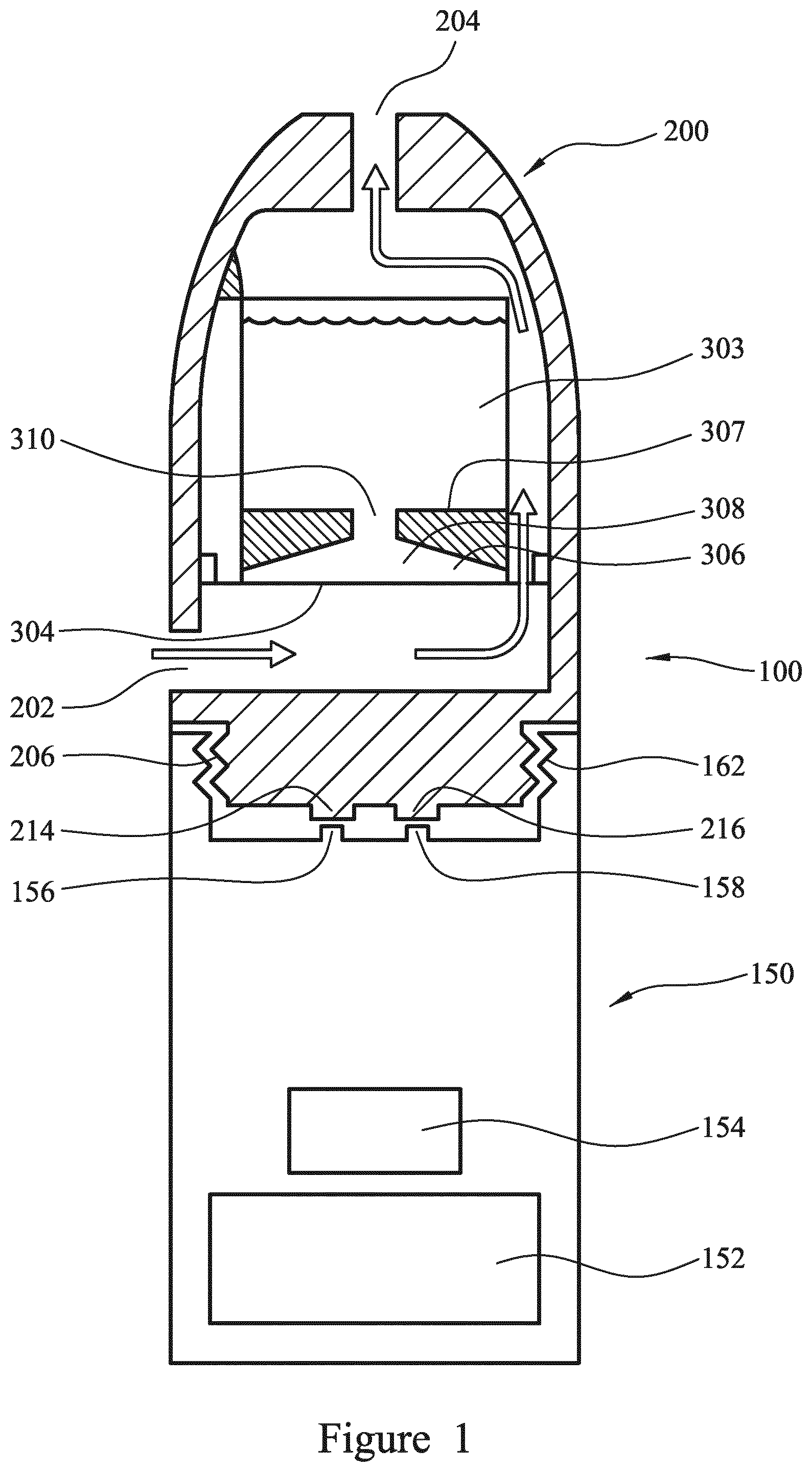 Patent US12564222 Figure 1 – Cartridge for use in an aerosol-generating system
