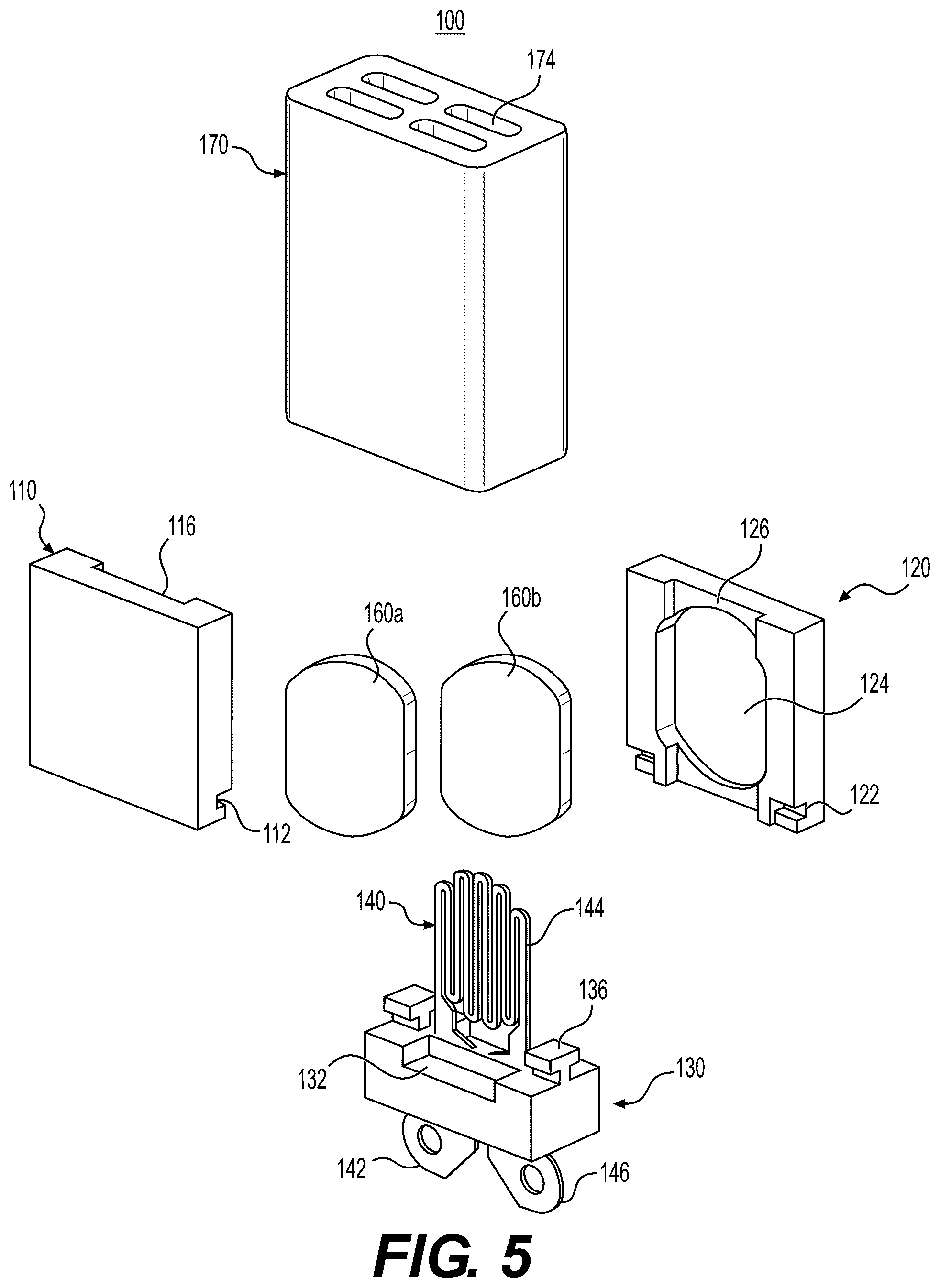 Patent US12564223 Figure 5 – Capsules with integrated mouthpieces, heat-not-burn (HNB) aerosol-generating devices, and methods of generating an aerosol