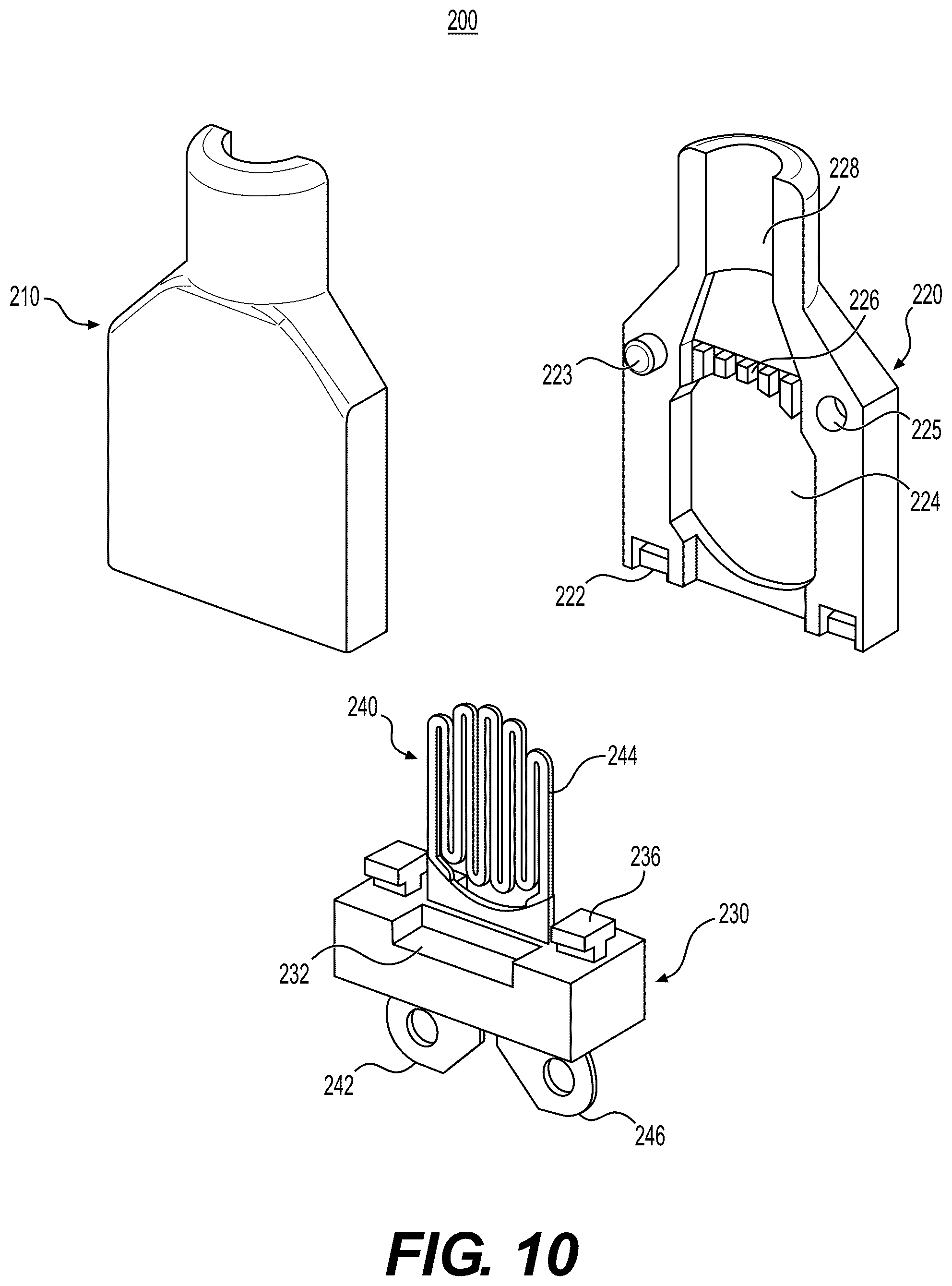 Patent US12564223 Figure 10 – Capsules with integrated mouthpieces, heat-not-burn (HNB) aerosol-generating devices, and methods of generating an aerosol
