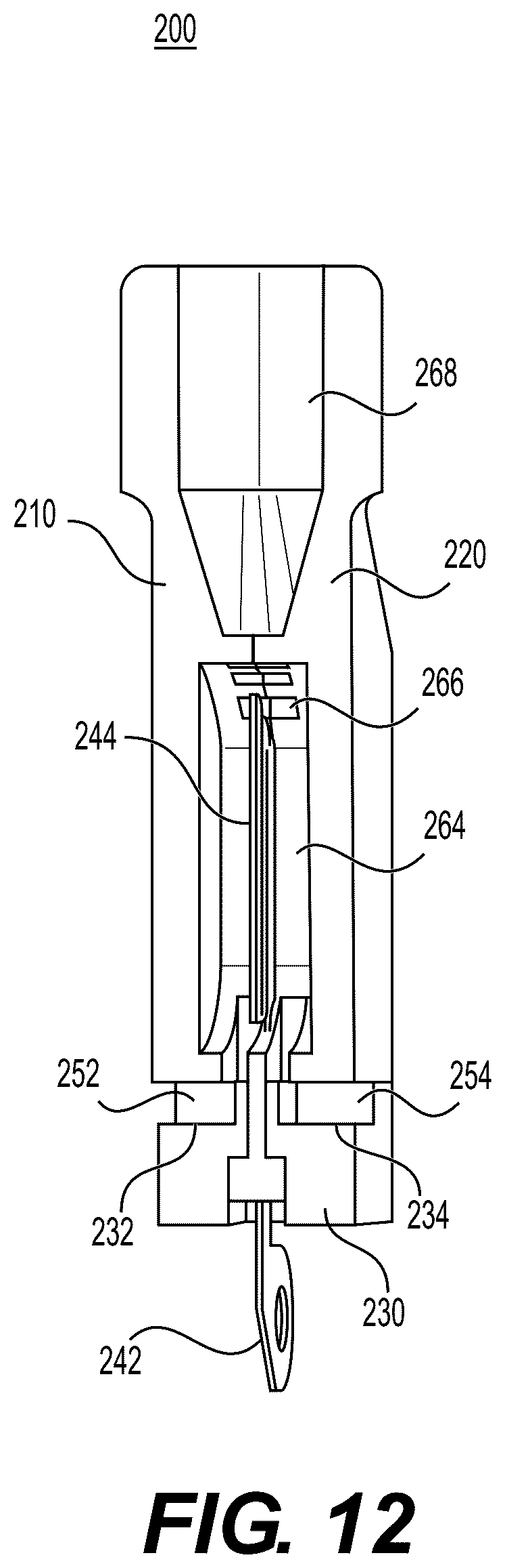 Patent US12564223 Figure 12 – Capsules with integrated mouthpieces, heat-not-burn (HNB) aerosol-generating devices, and methods of generating an aerosol