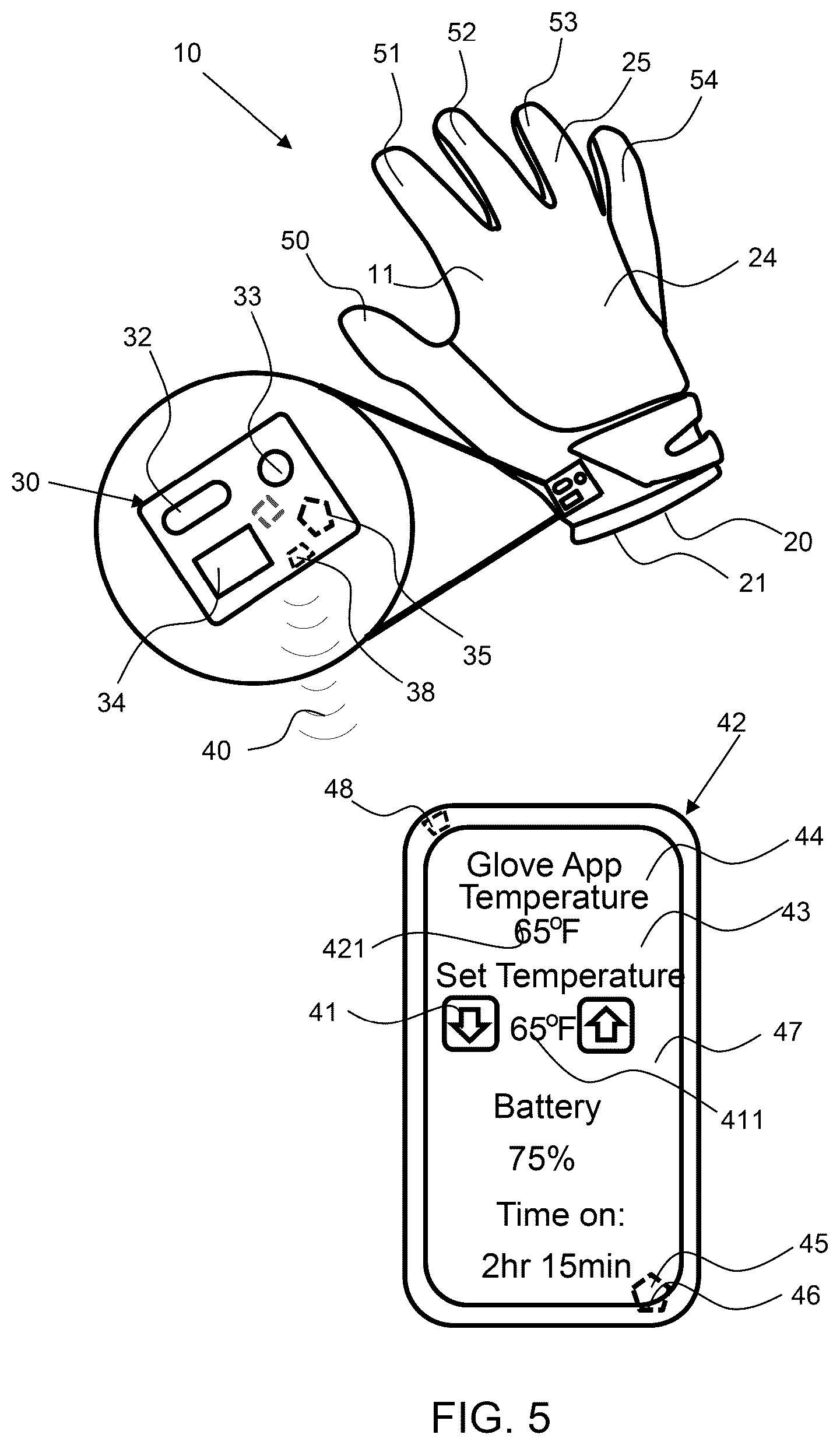 Patent US12564230 Figure 3 – Heated glove system