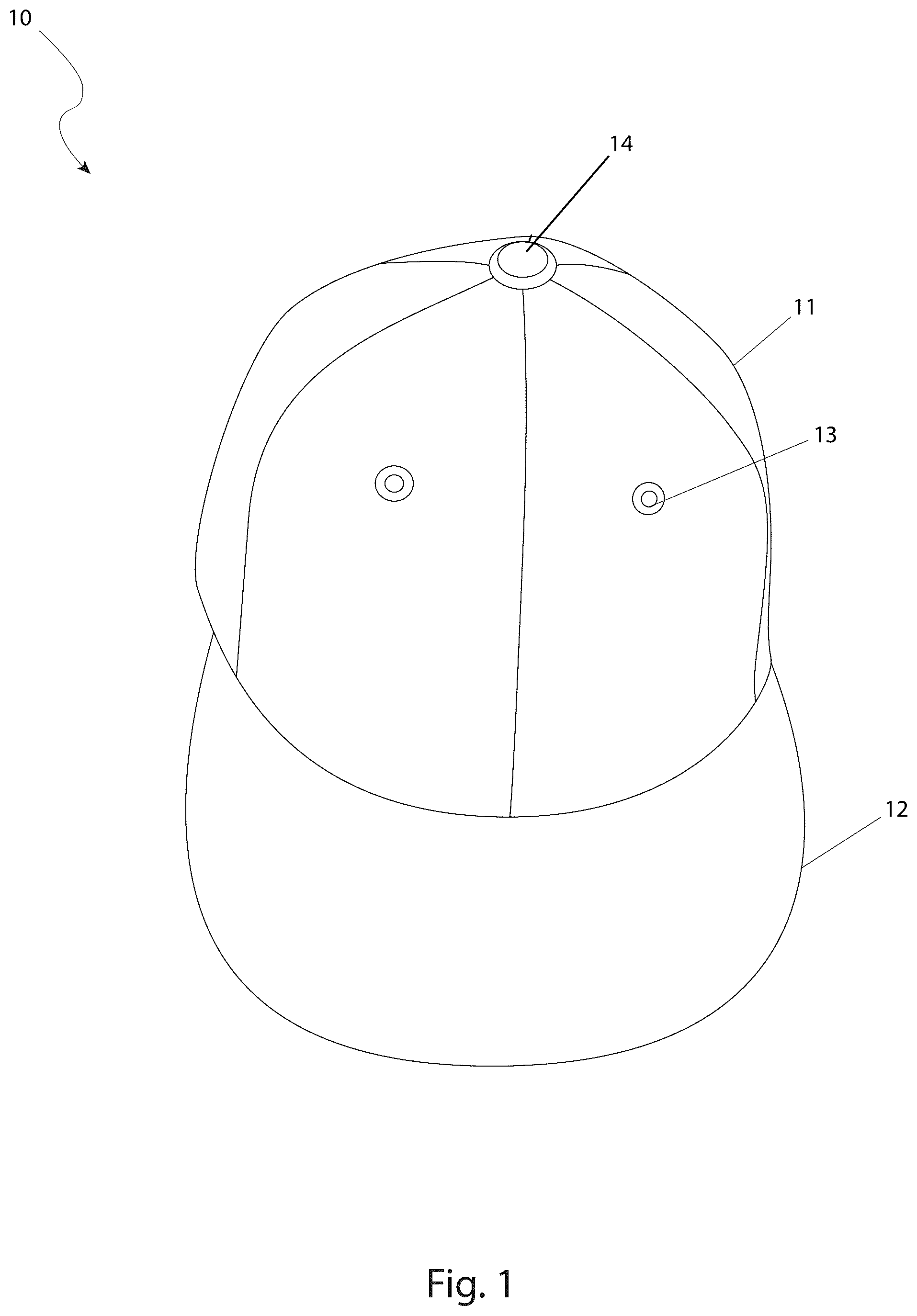 Patent US12564235 Figure 1 – Protective headwear device