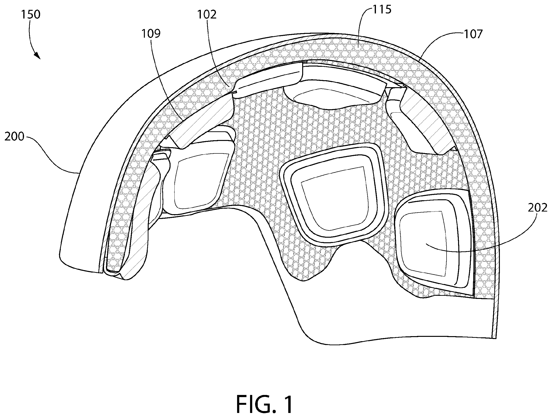 Patent US12564237 Figure 1 – Lattice structure for impact attenuation