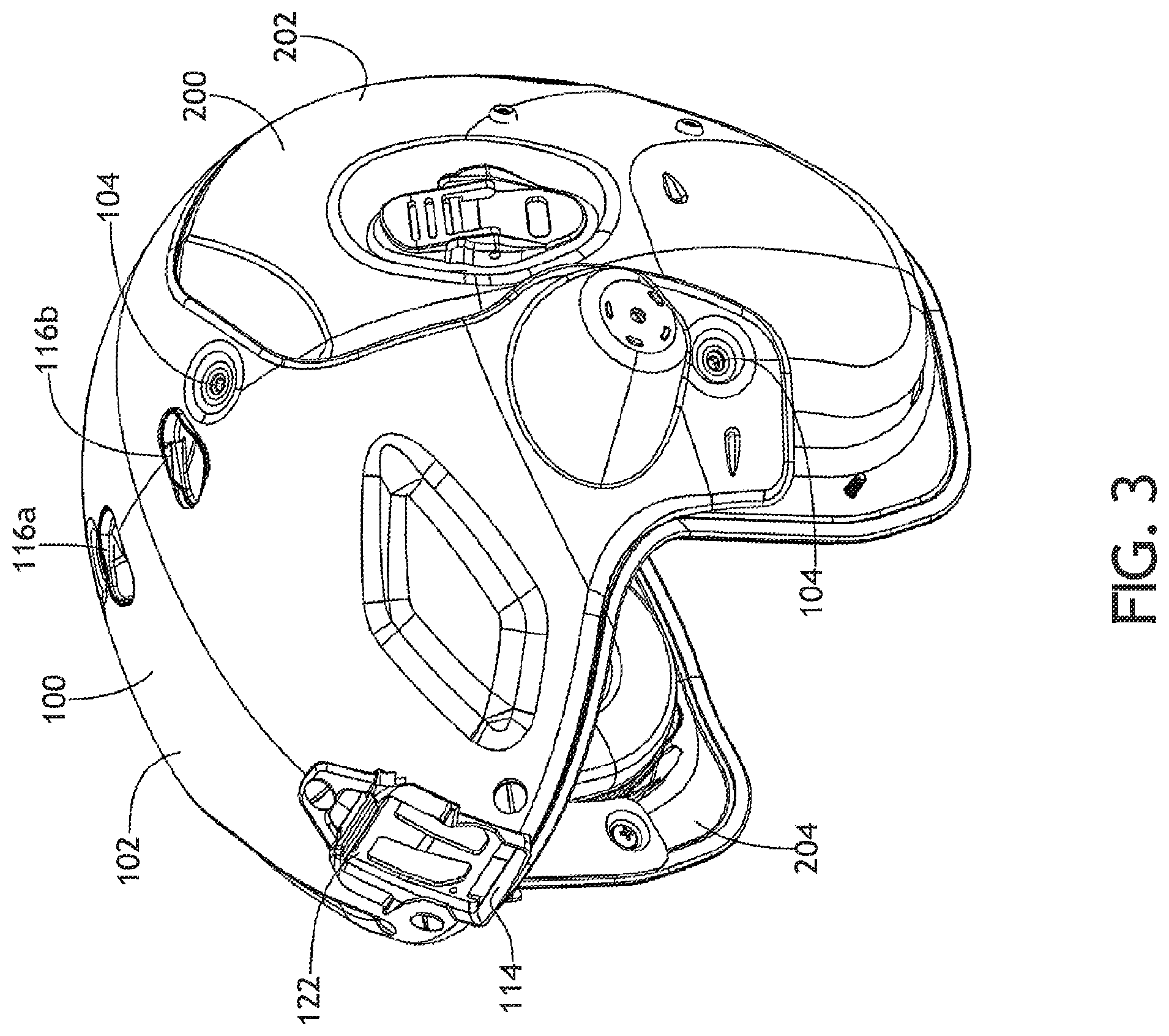 Patent US12564238 Figure 3 – Helmet mounted visor assembly