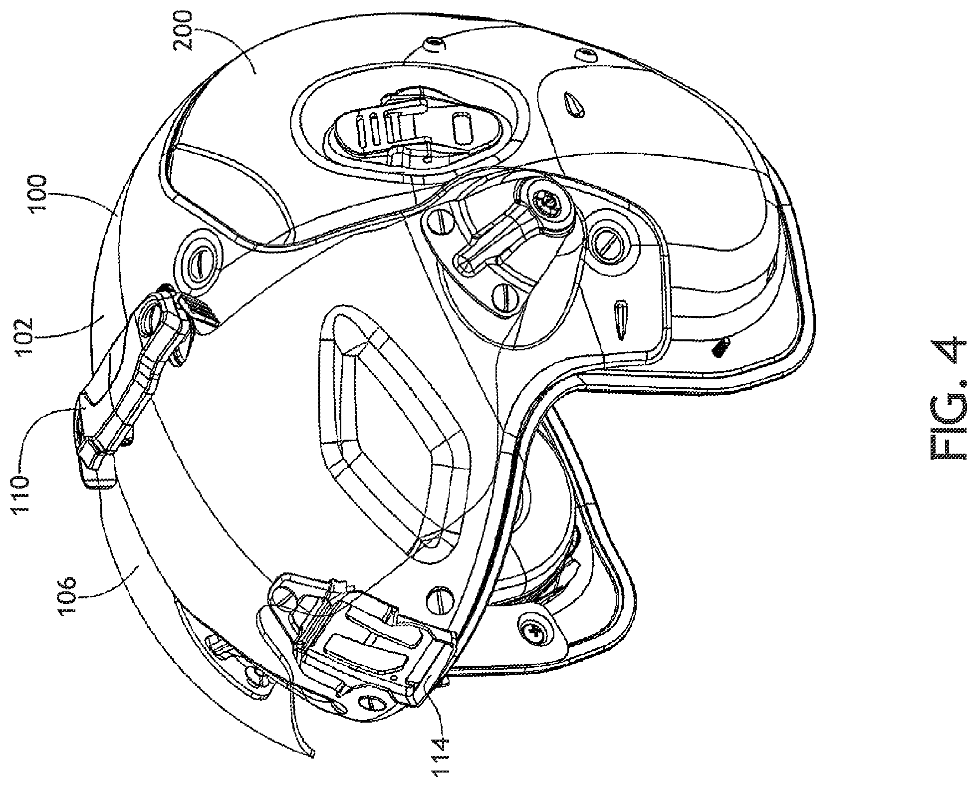 Patent US12564238 Figure 4 – Helmet mounted visor assembly
