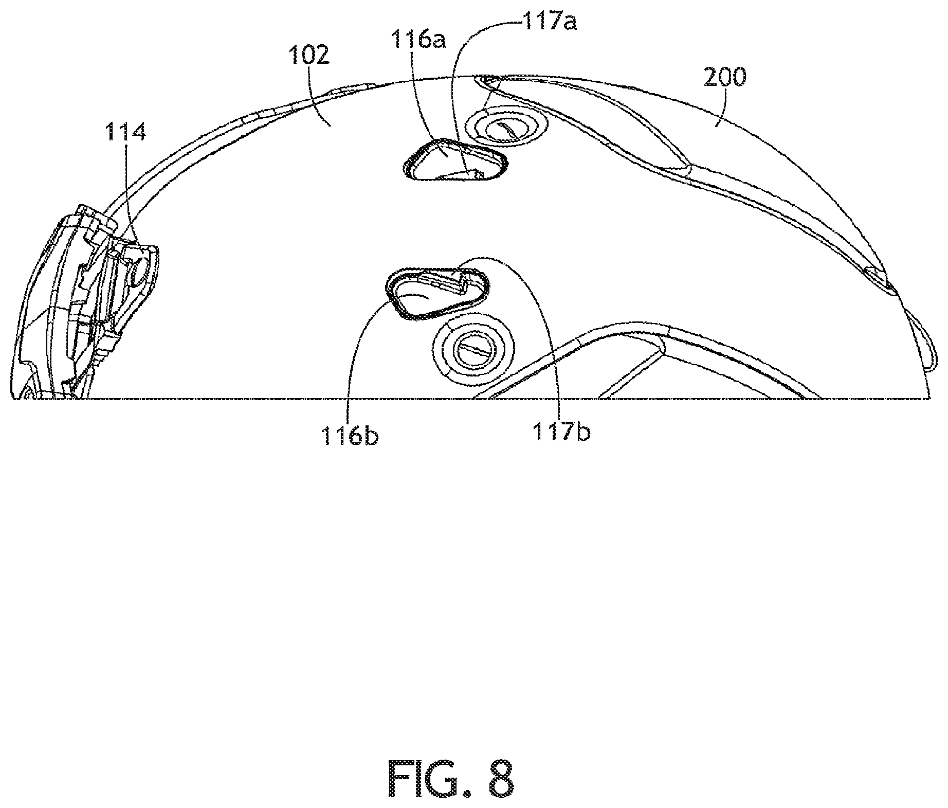 Patent US12564238 Figure 8 – Helmet mounted visor assembly