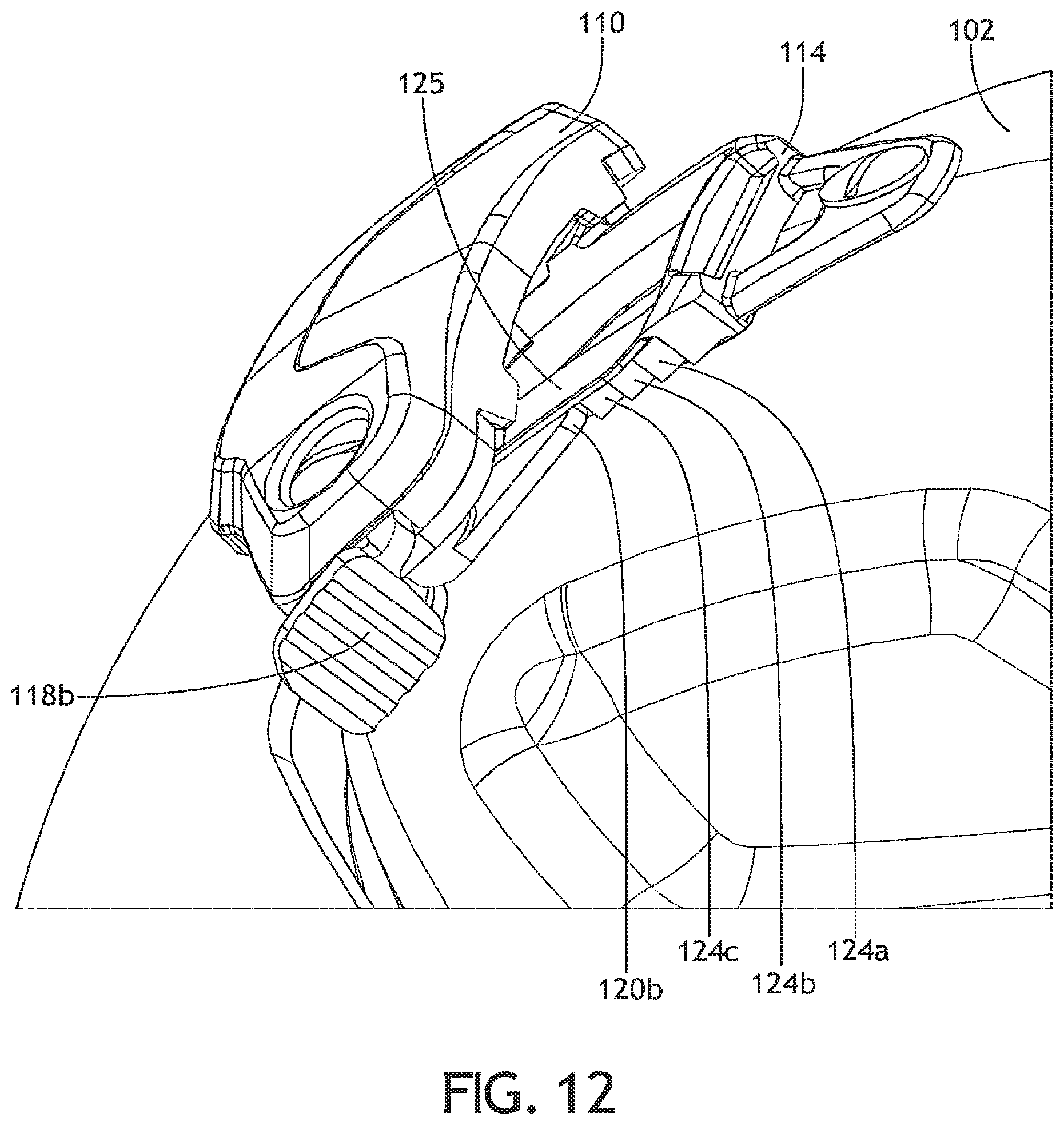 Patent US12564238 Figure 12 – Helmet mounted visor assembly