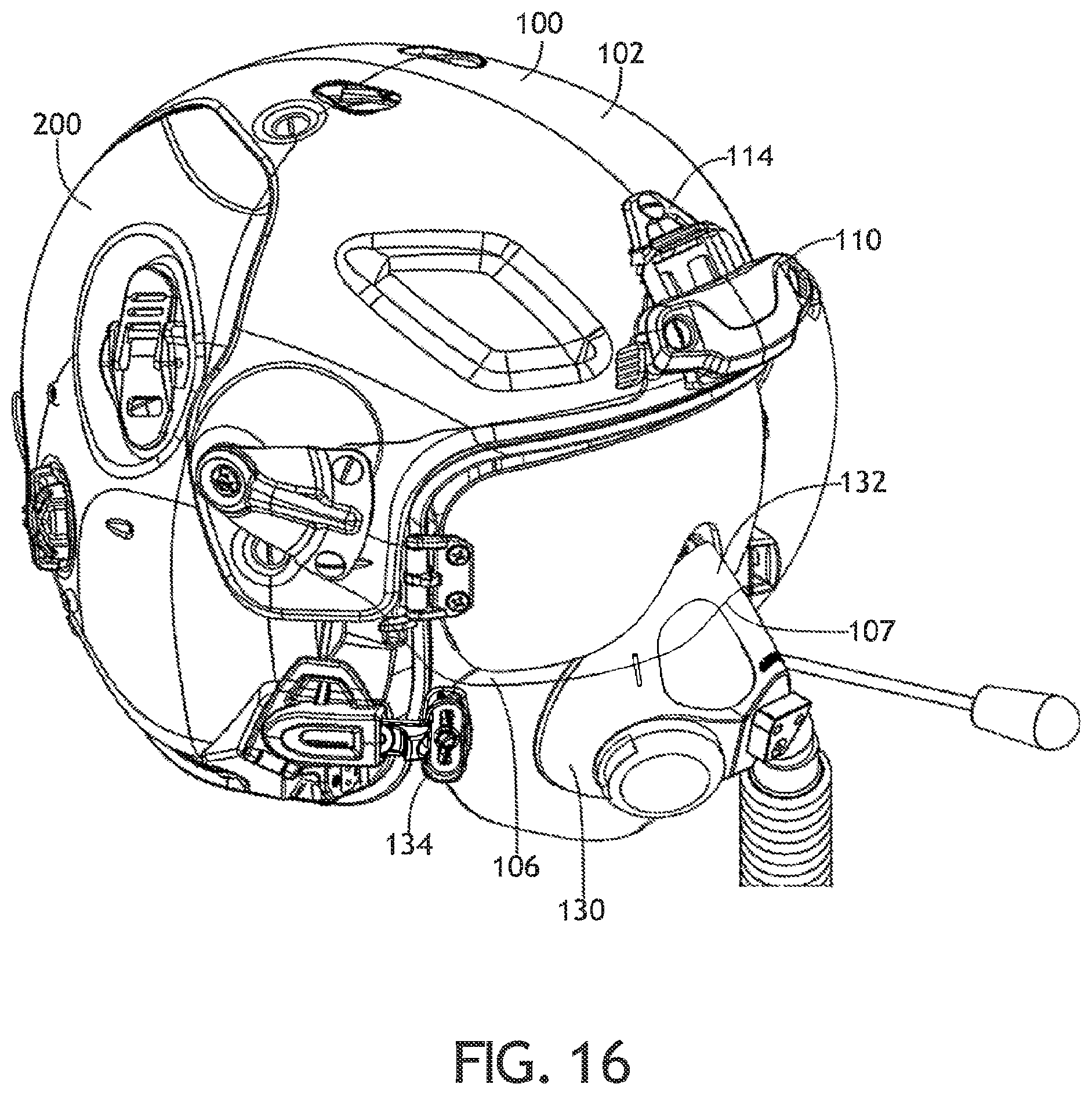 Patent US12564238 Figure 16 – Helmet mounted visor assembly