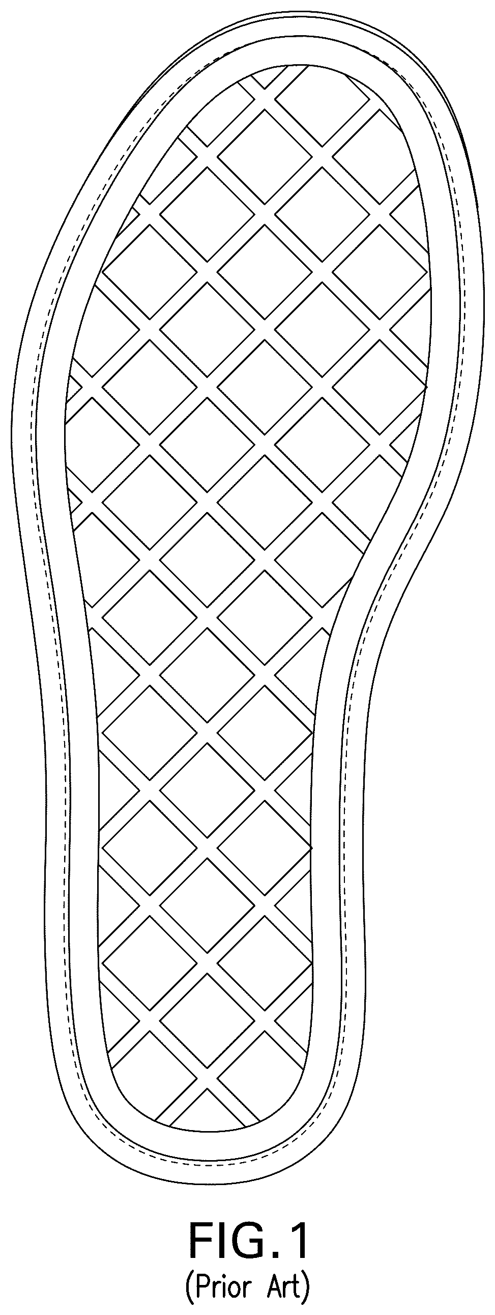 Patent US12564243 Figure 1 – Groove system for footwear outsoles