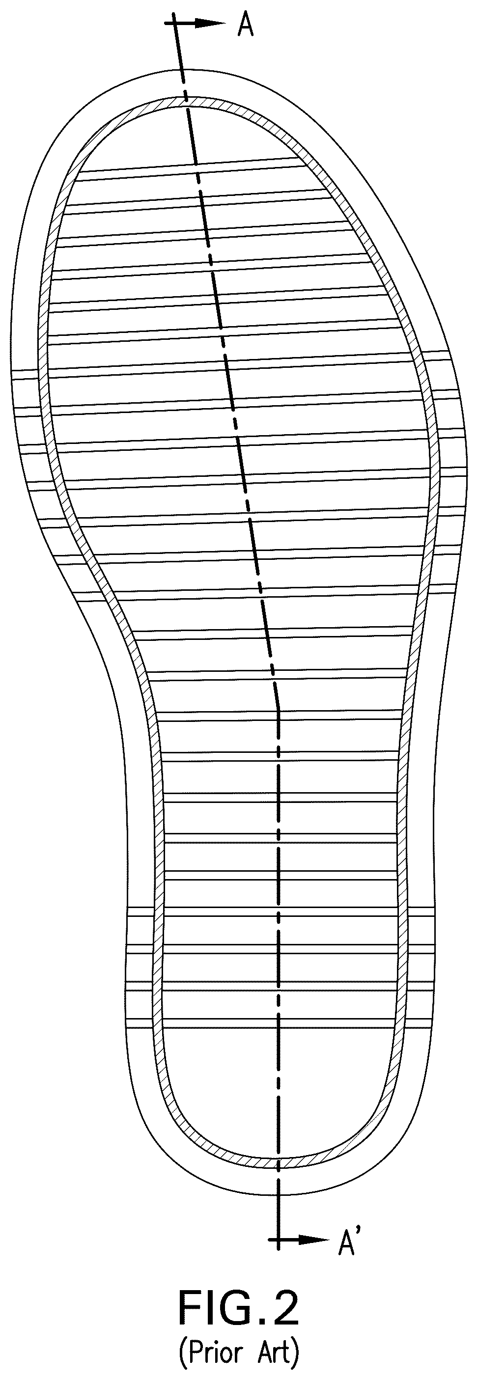 Patent US12564243 Figure 2 – Groove system for footwear outsoles