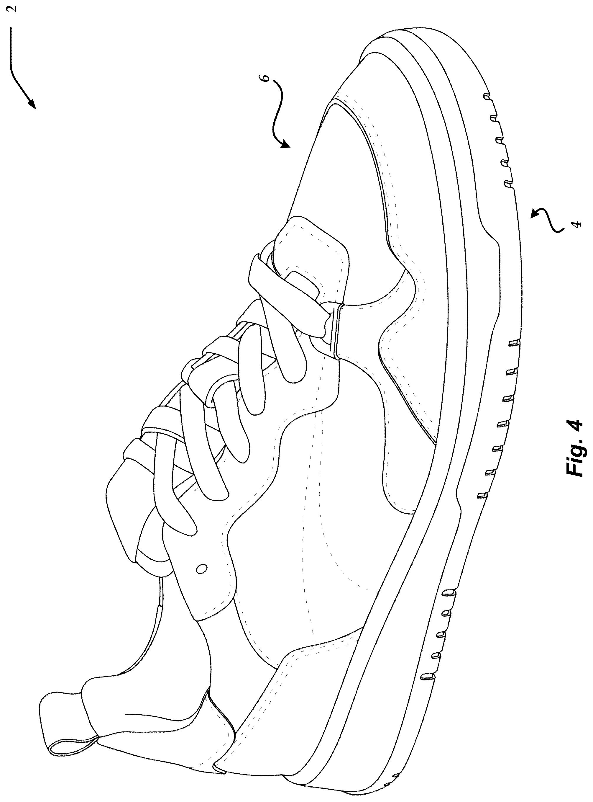 Patent US12564243 Figure 4 – Groove system for footwear outsoles