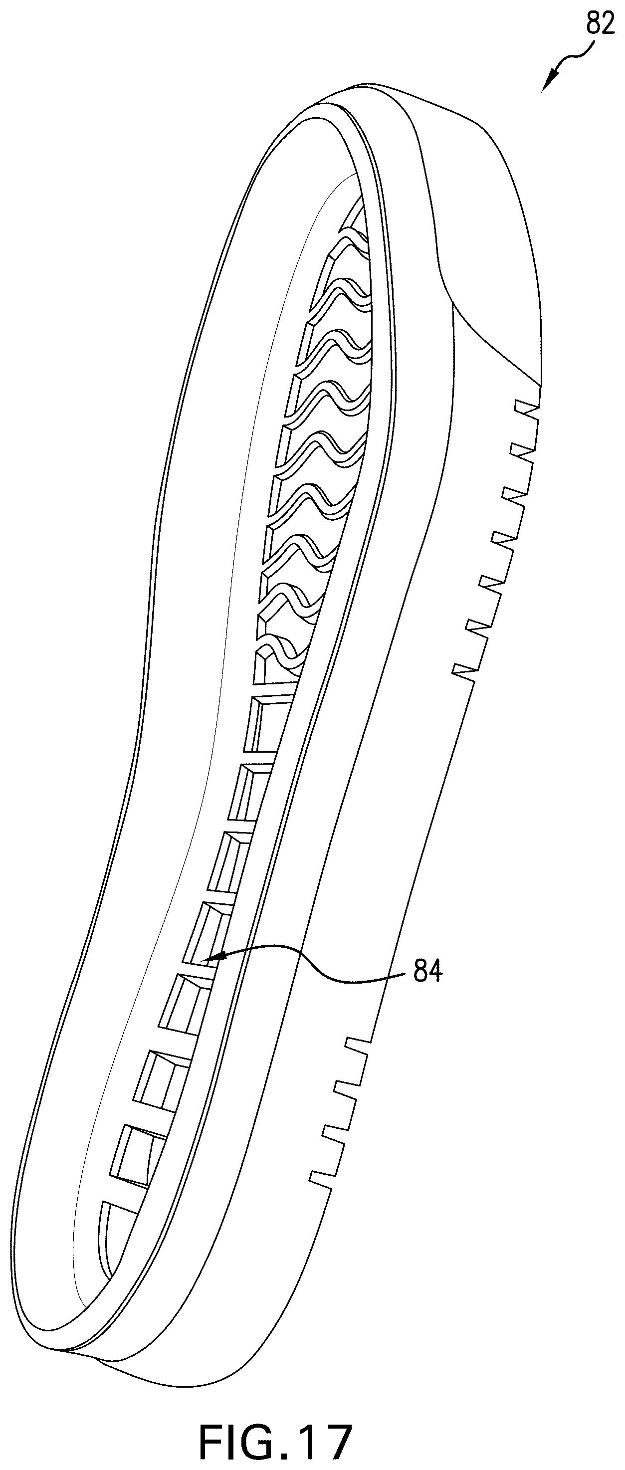 Patent US12564243 Figure 17 – Groove system for footwear outsoles