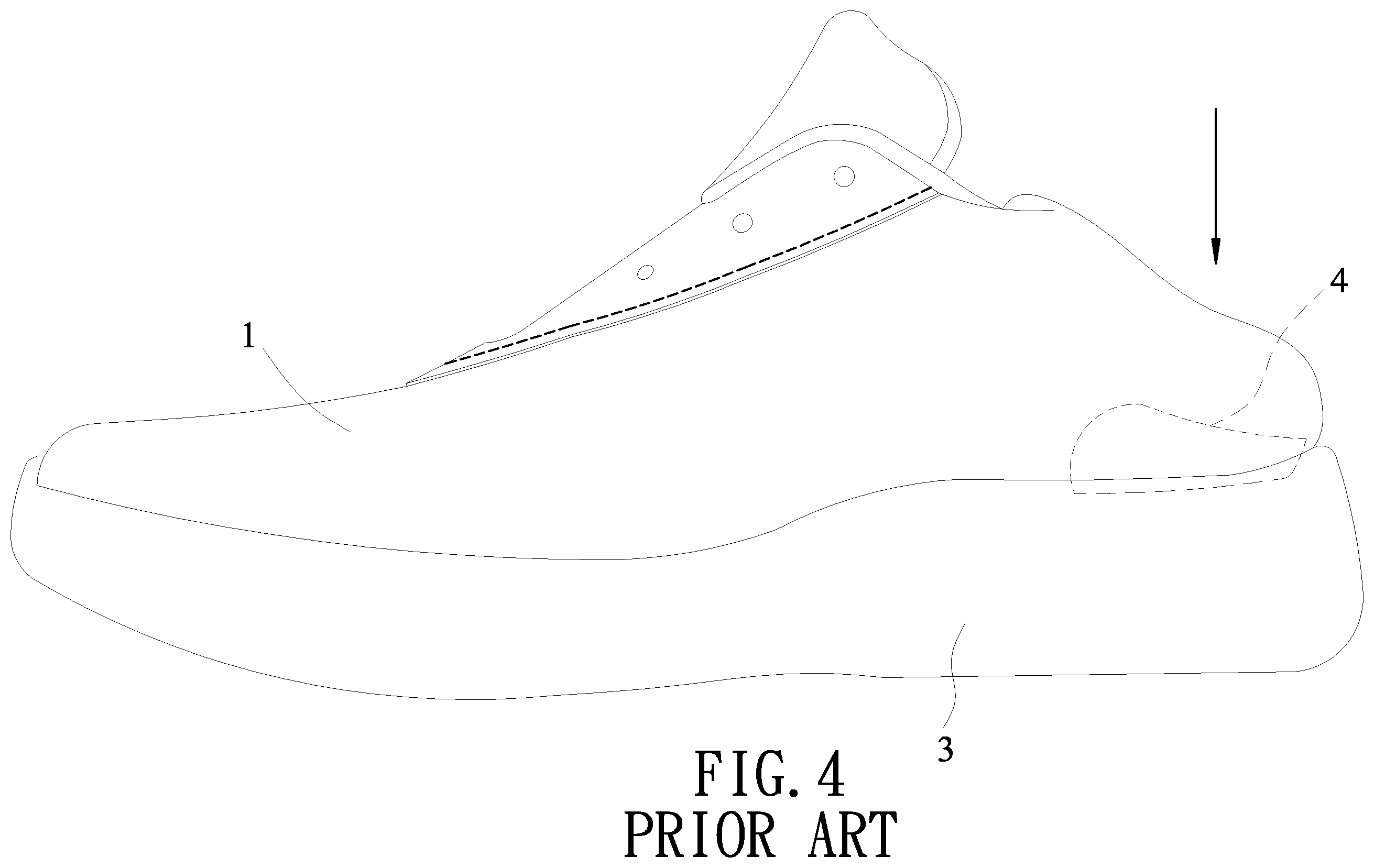Patent US12564246 Figure 4 – Shoe having resilient heel