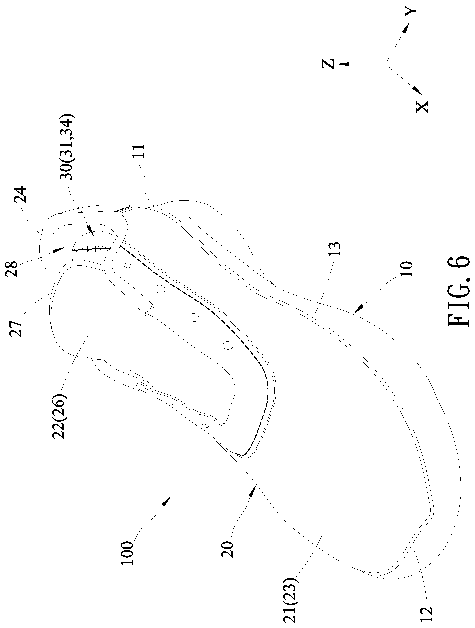 Patent US12564246 Figure 6 – Shoe having resilient heel
