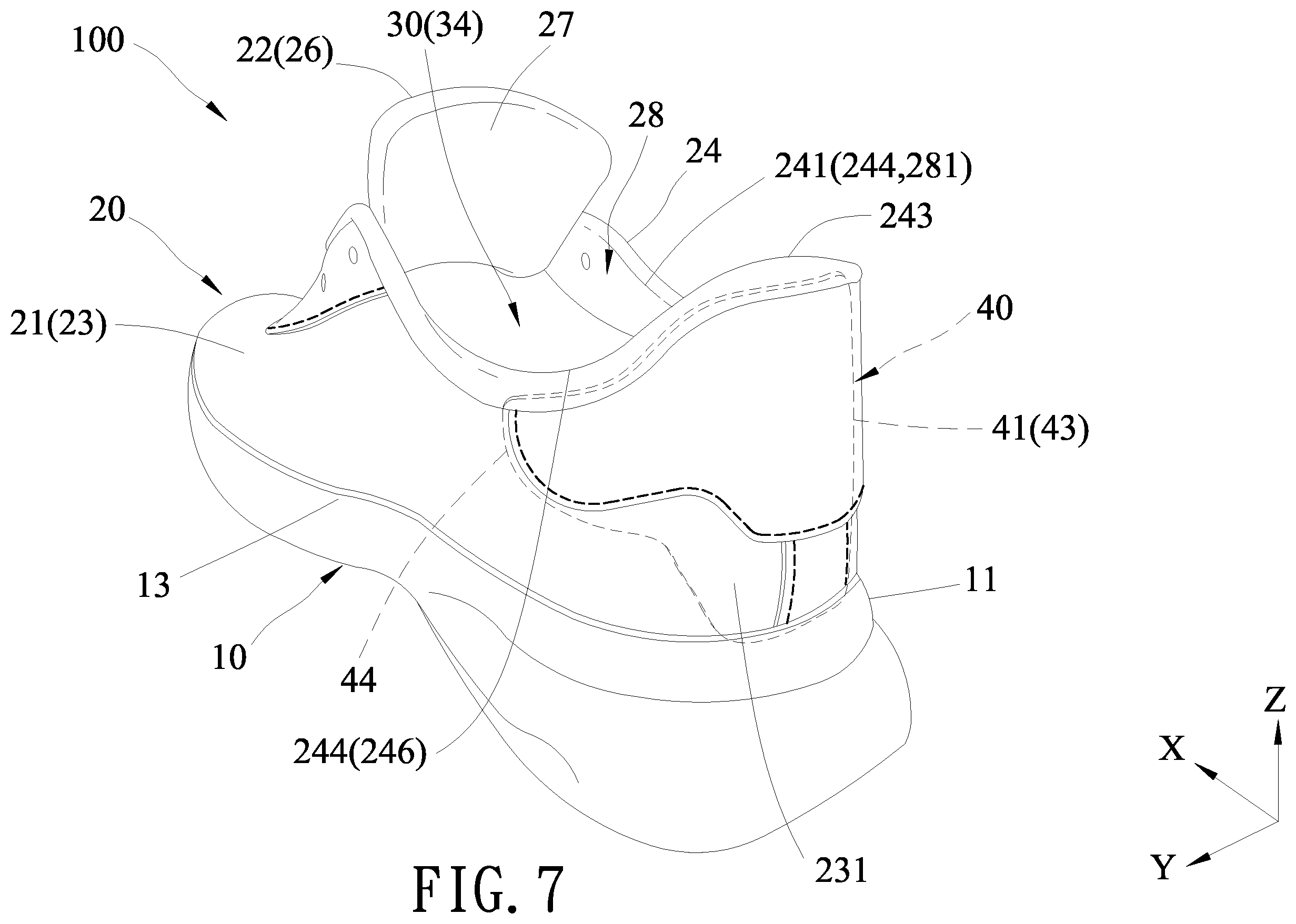 Patent US12564246 Figure 7 – Shoe having resilient heel