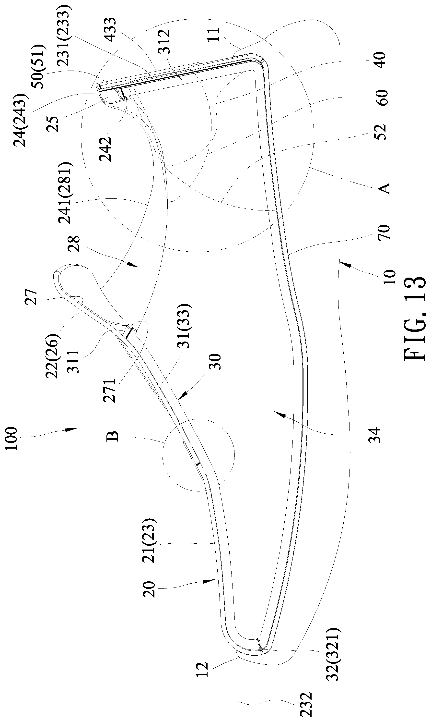 Patent US12564246 Figure 13 – Shoe having resilient heel