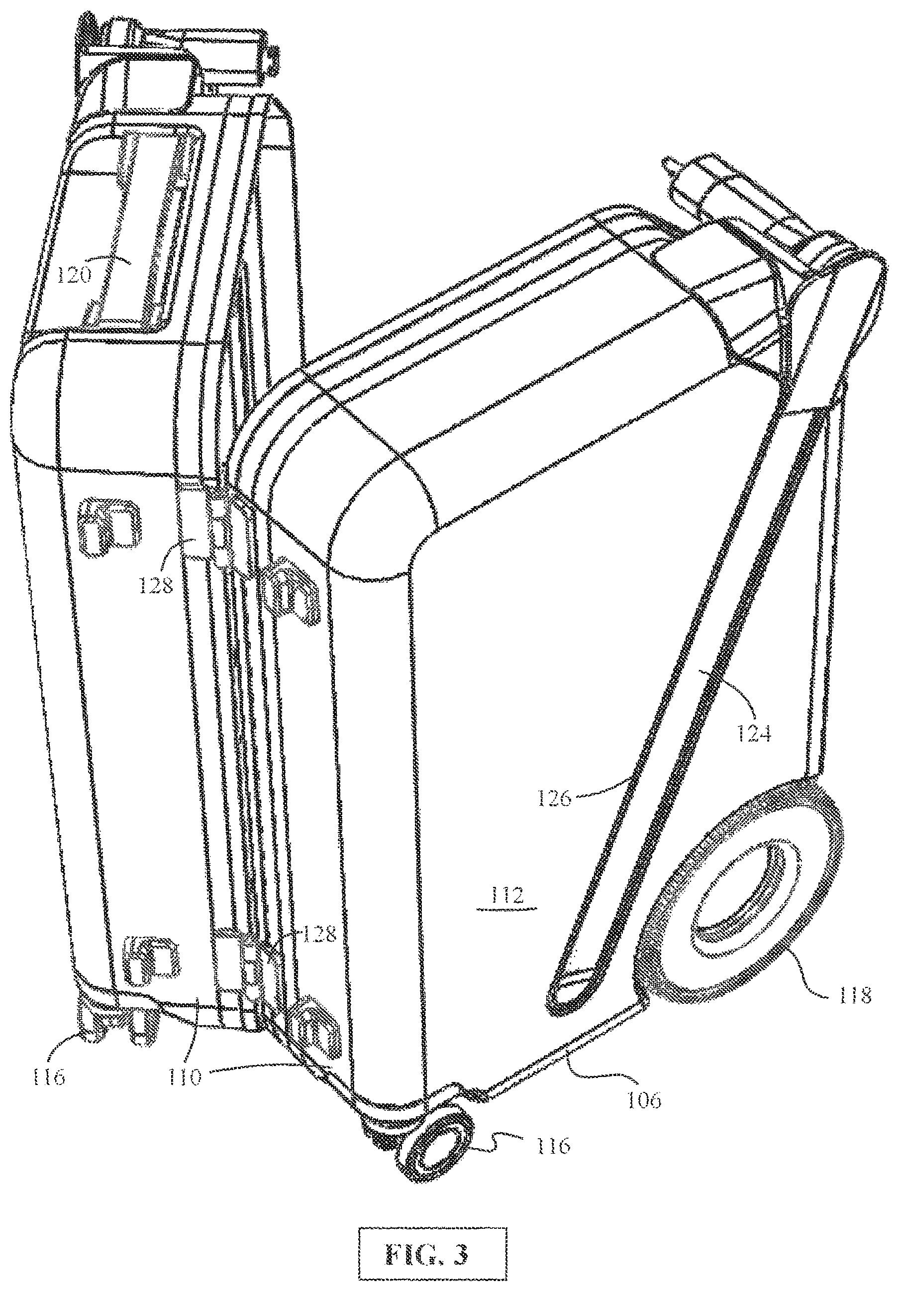 Patent US12564250 Figure 3 – Split handle, narrow rolling bag