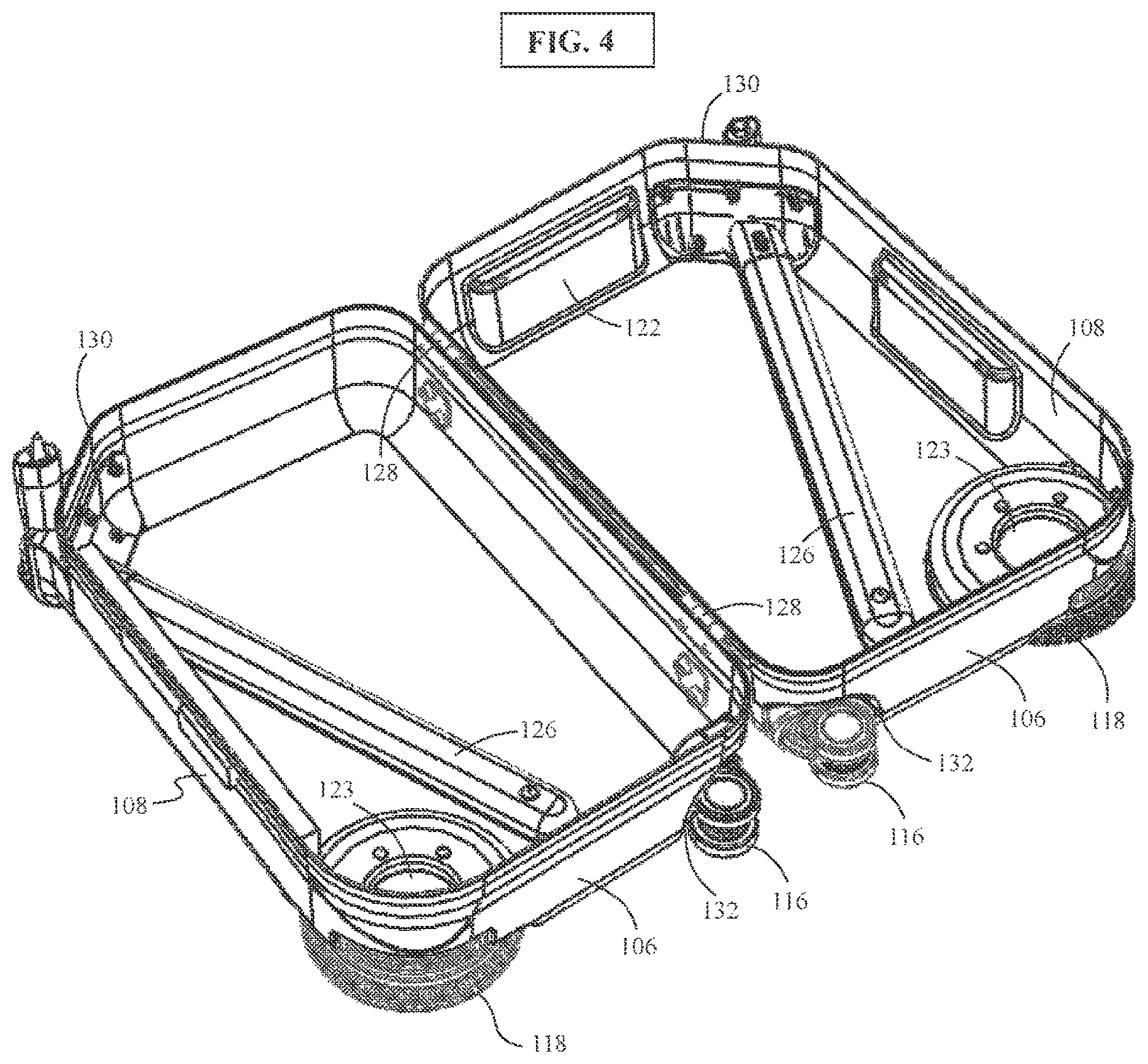 Patent US12564250 Figure 4 – Split handle, narrow rolling bag