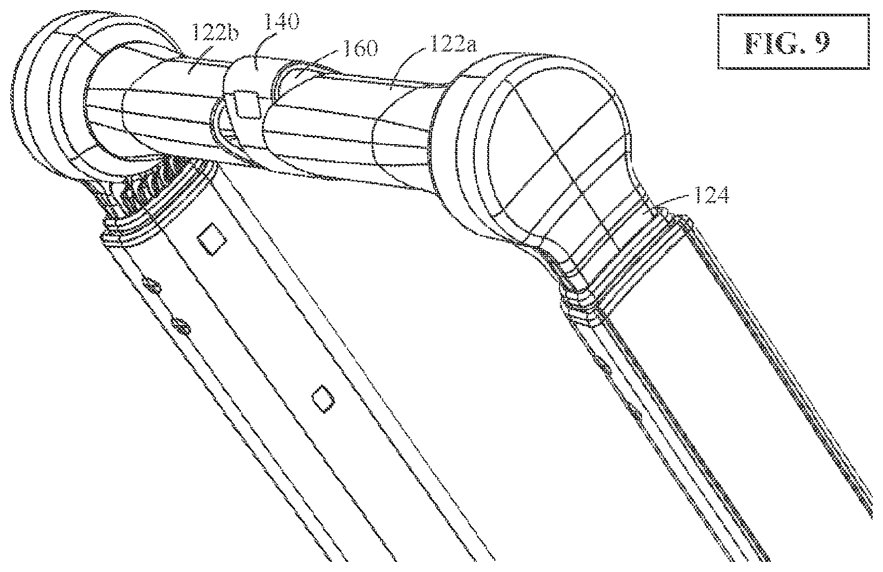 Patent US12564250 Figure 7 – Split handle, narrow rolling bag
