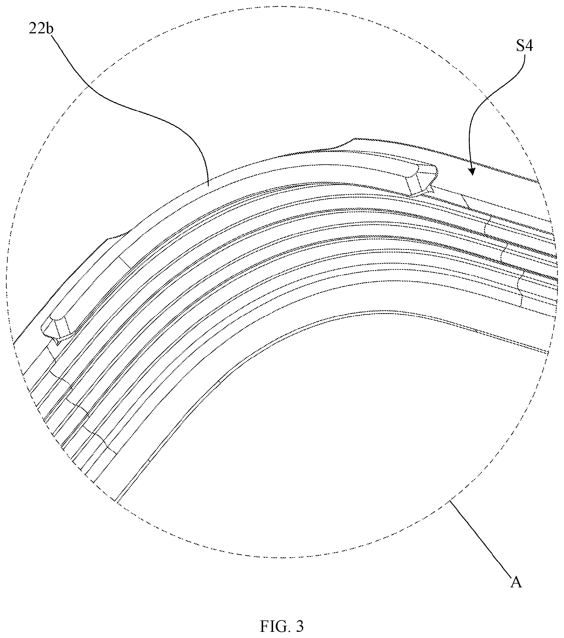 Patent US12564251 Figure 3 – One-piece structure of shell and film