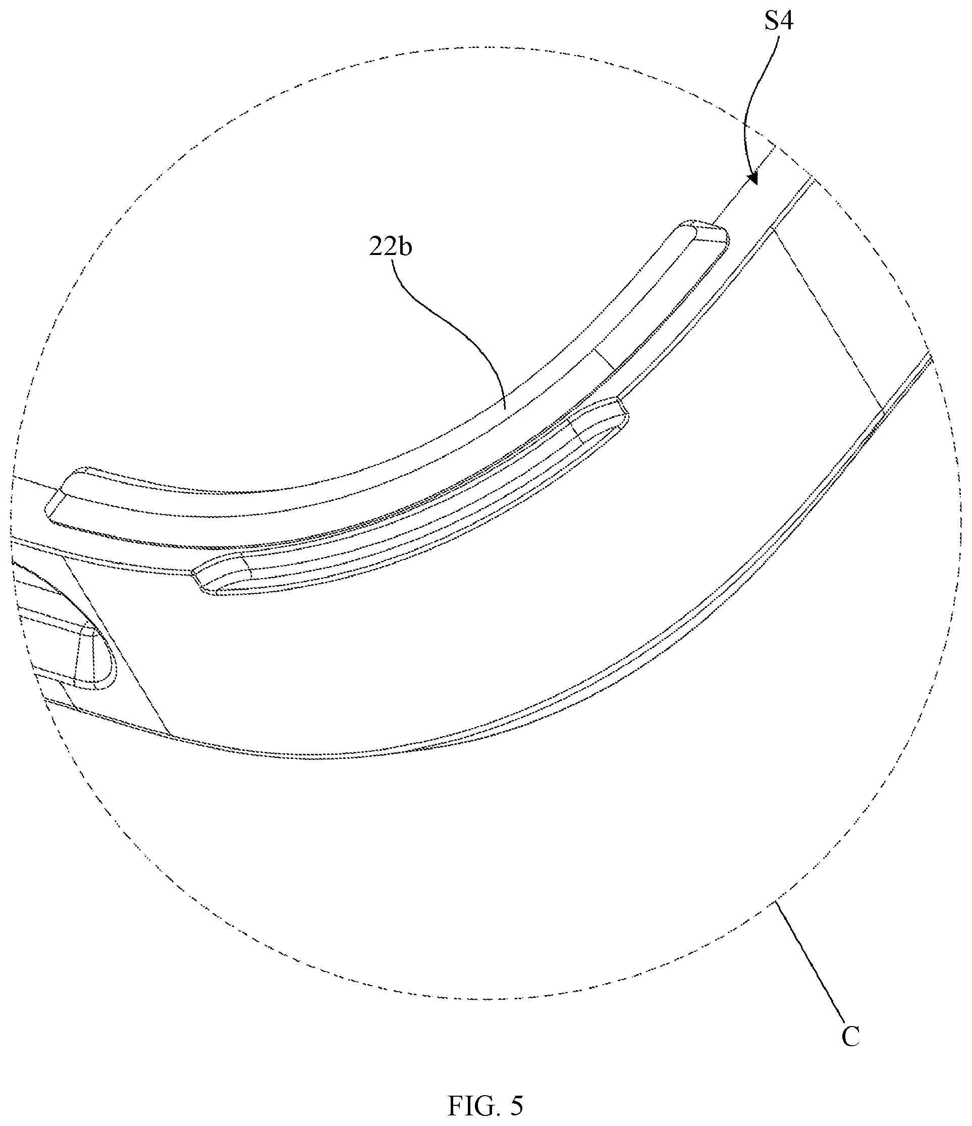 Patent US12564251 Figure 5 – One-piece structure of shell and film