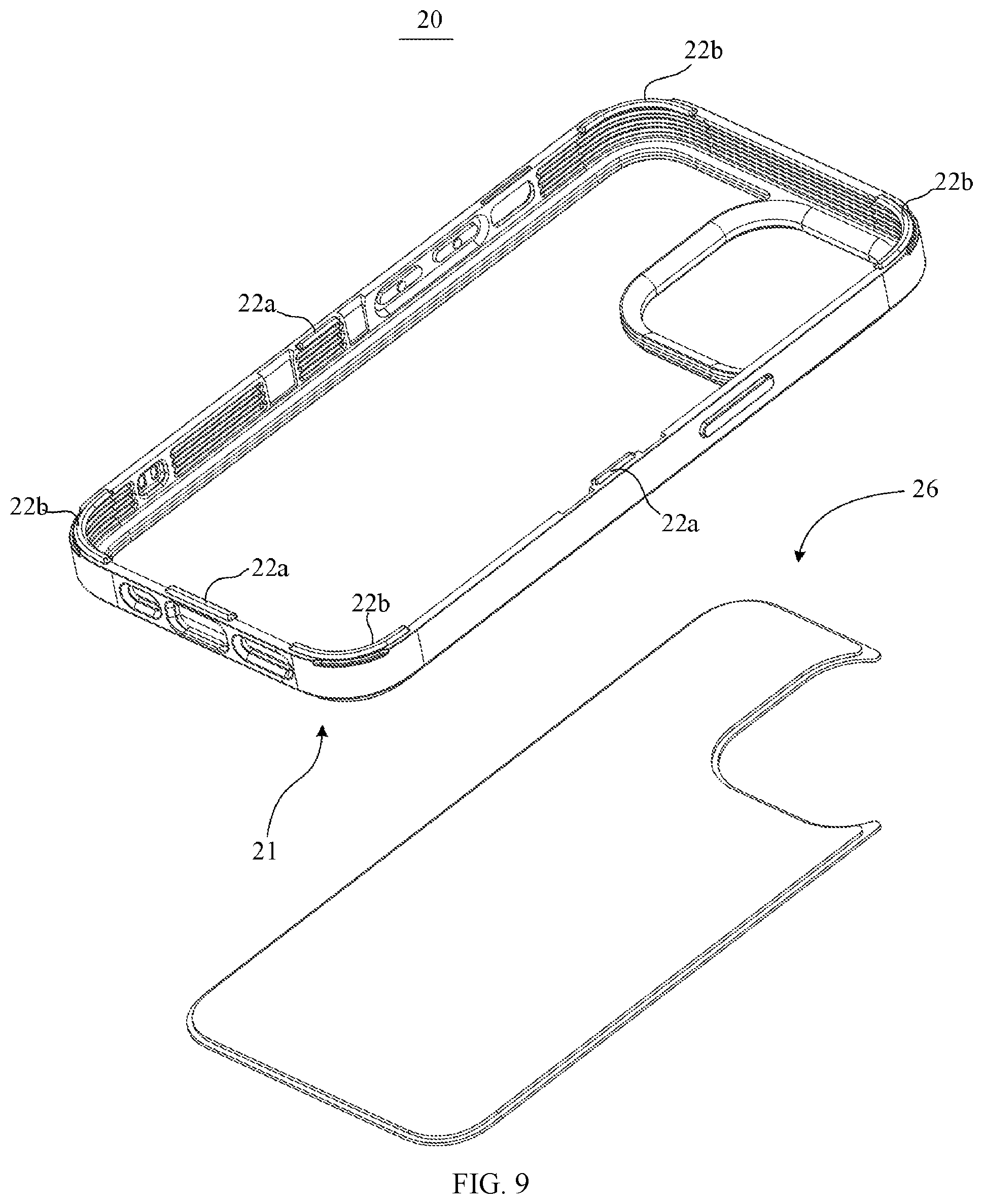 Patent US12564251 Figure 9 – One-piece structure of shell and film