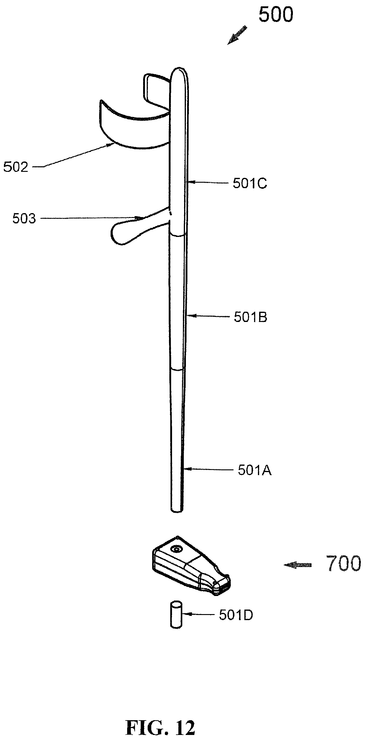 Patent US12564256 Figure 9 – Motorized toenail groomer configured to sit on top of a foot with long shaft and handle permitting ease of use by elderly and/or inflexible users