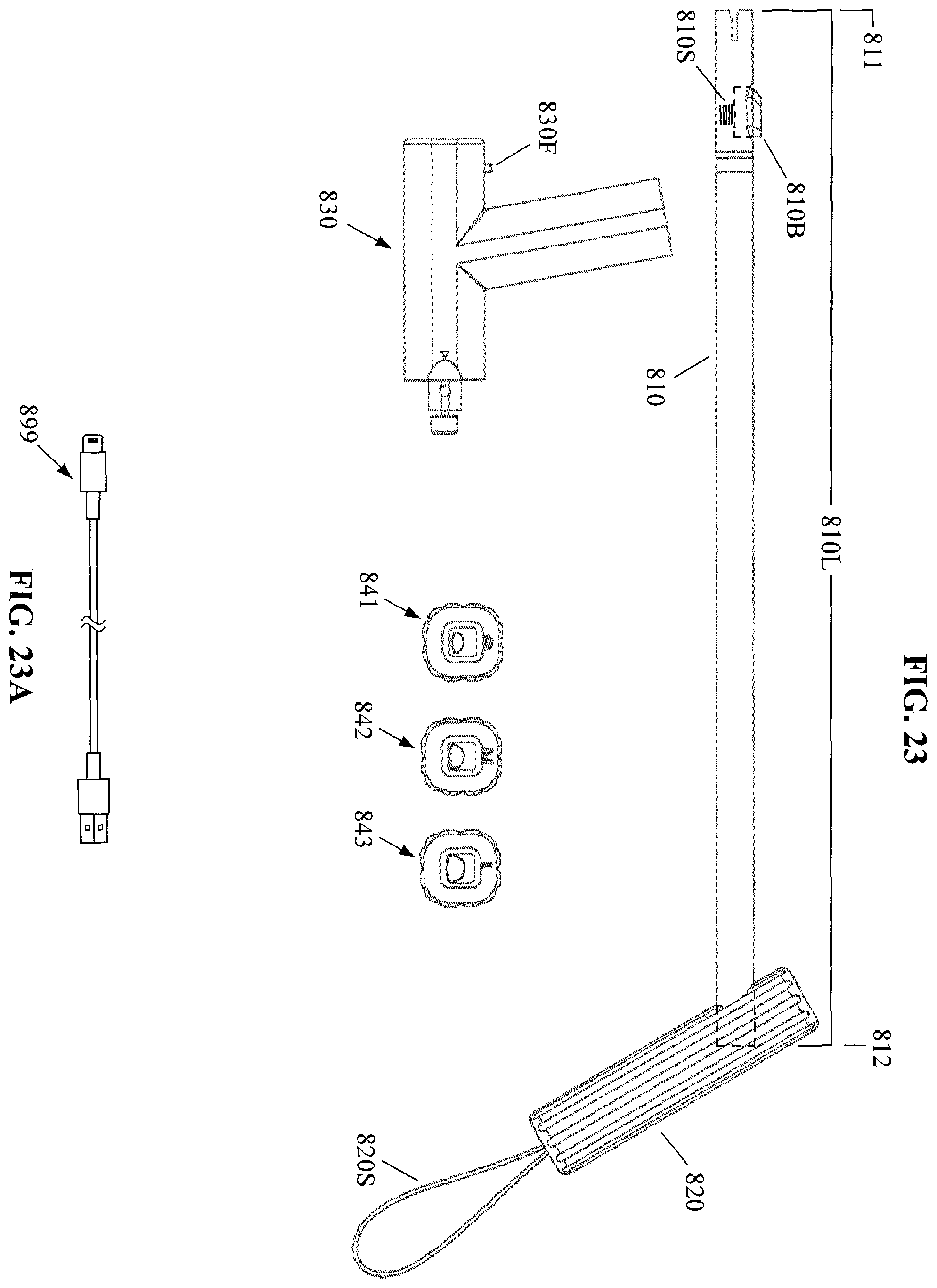 Patent US12564256 Figure 18 – Motorized toenail groomer configured to sit on top of a foot with long shaft and handle permitting ease of use by elderly and/or inflexible users
