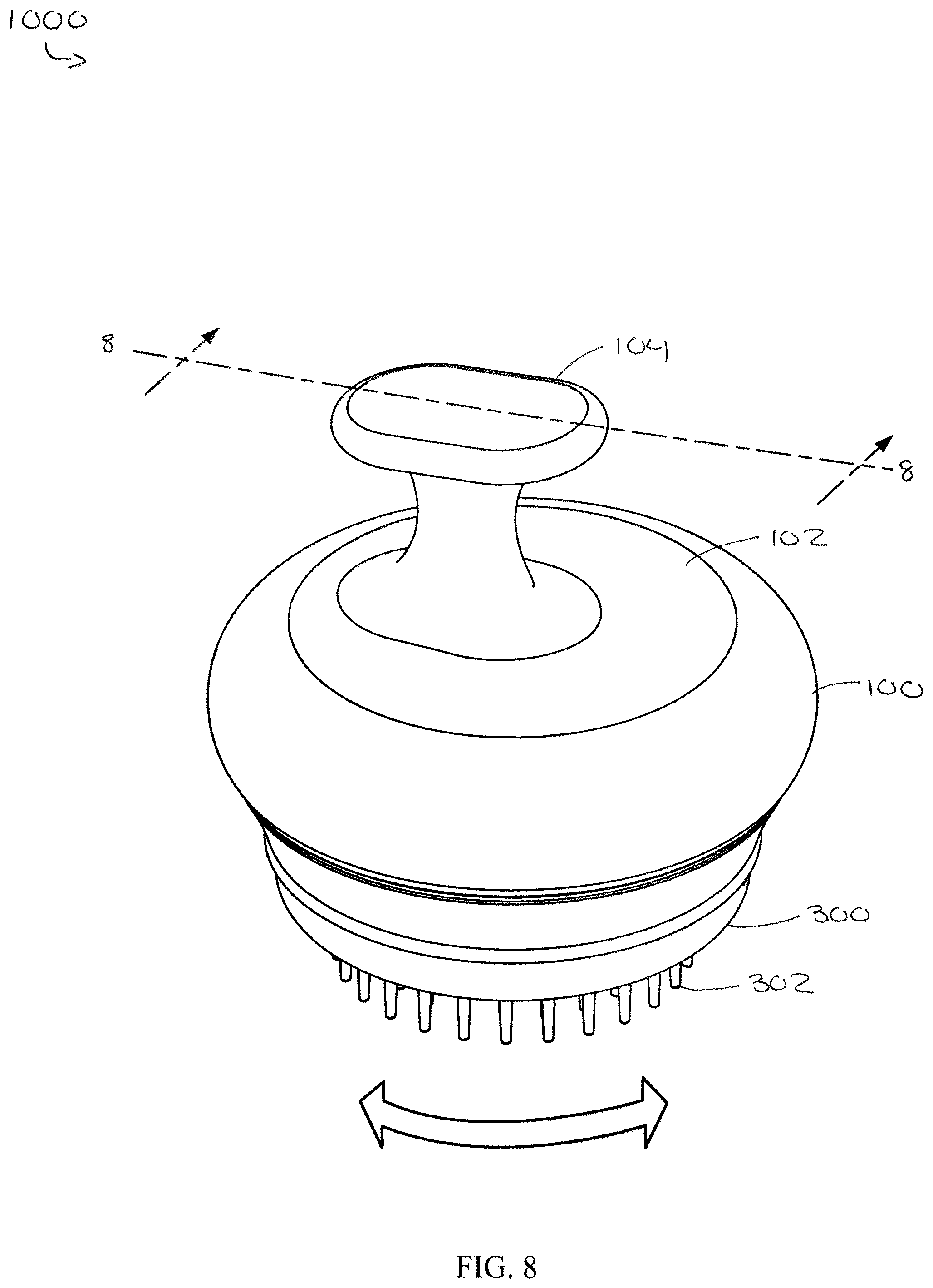 Patent US12564259 Figure 8 – Brush for applying a cleansing powder