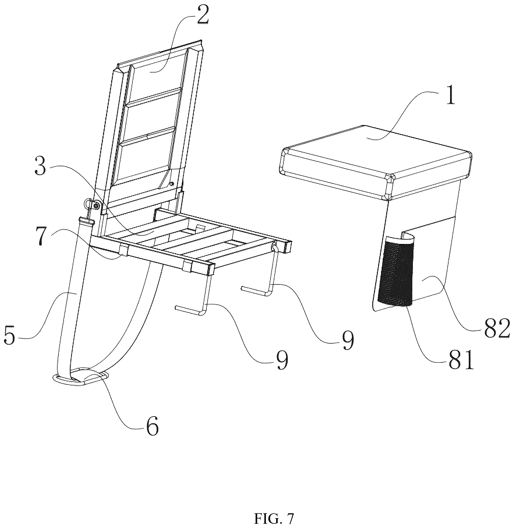 Patent US12564263 Figure 7 – Stadium seat cushion