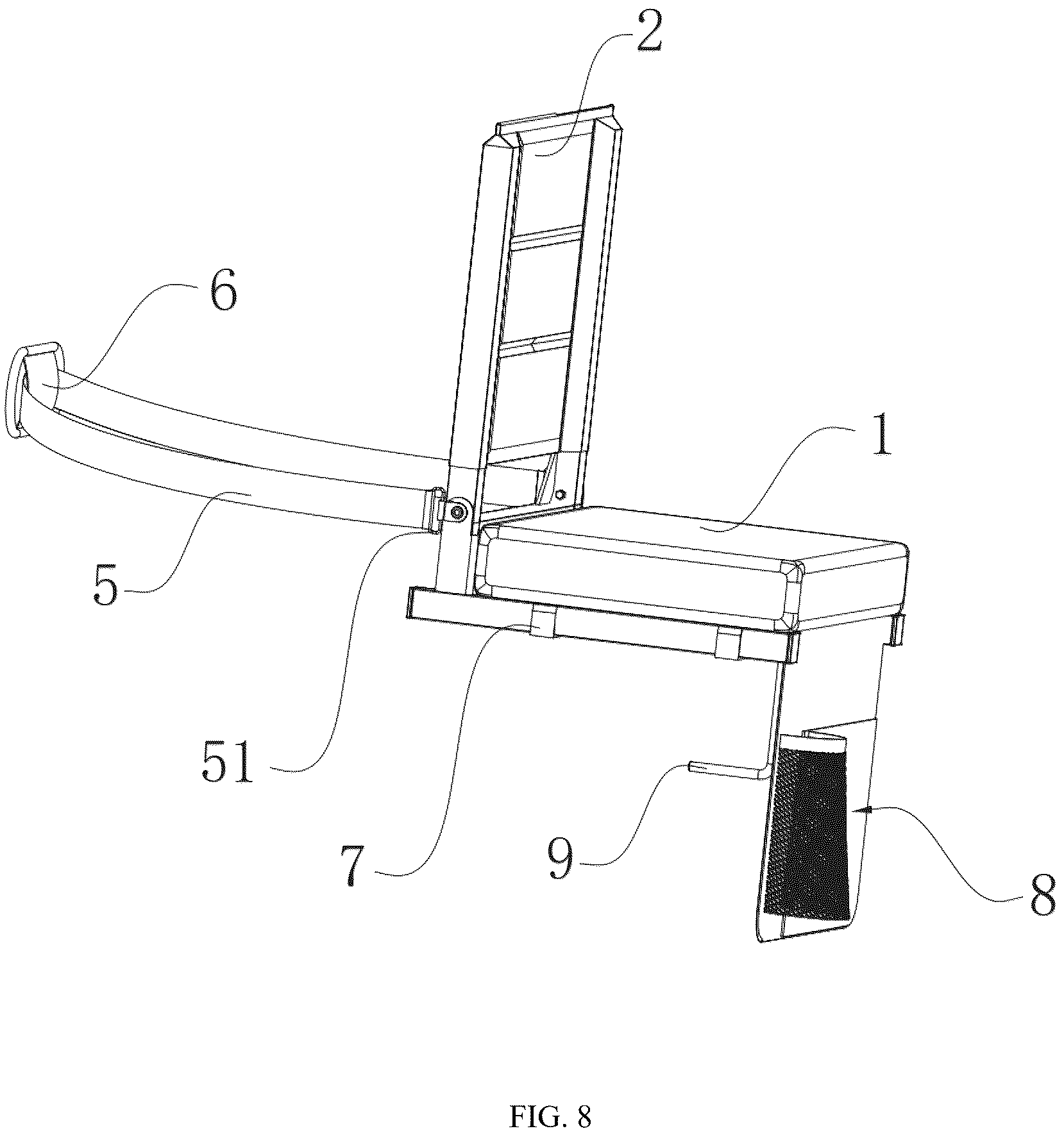 Patent US12564263 Figure 8 – Stadium seat cushion