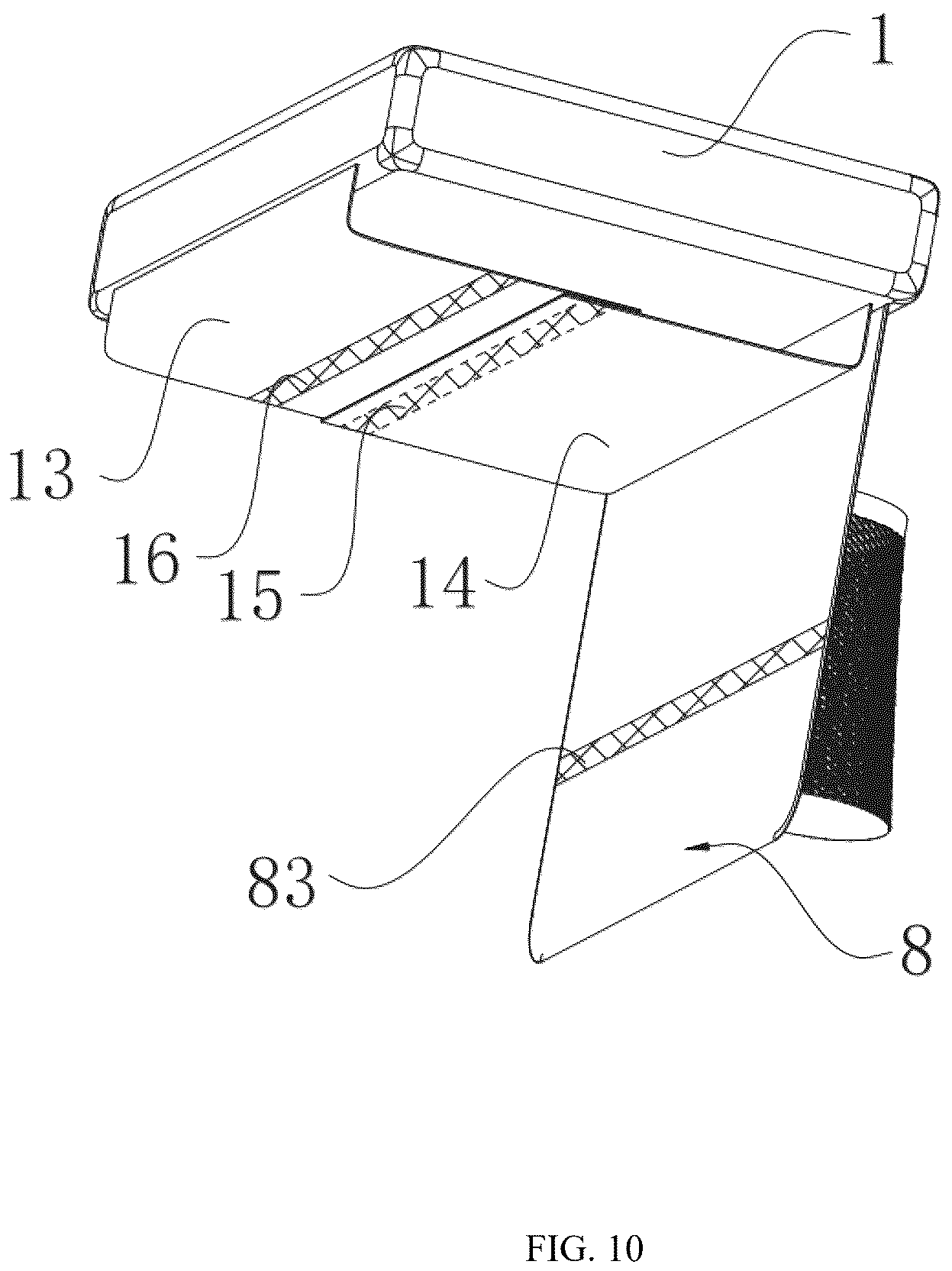 Patent US12564263 Figure 10 – Stadium seat cushion