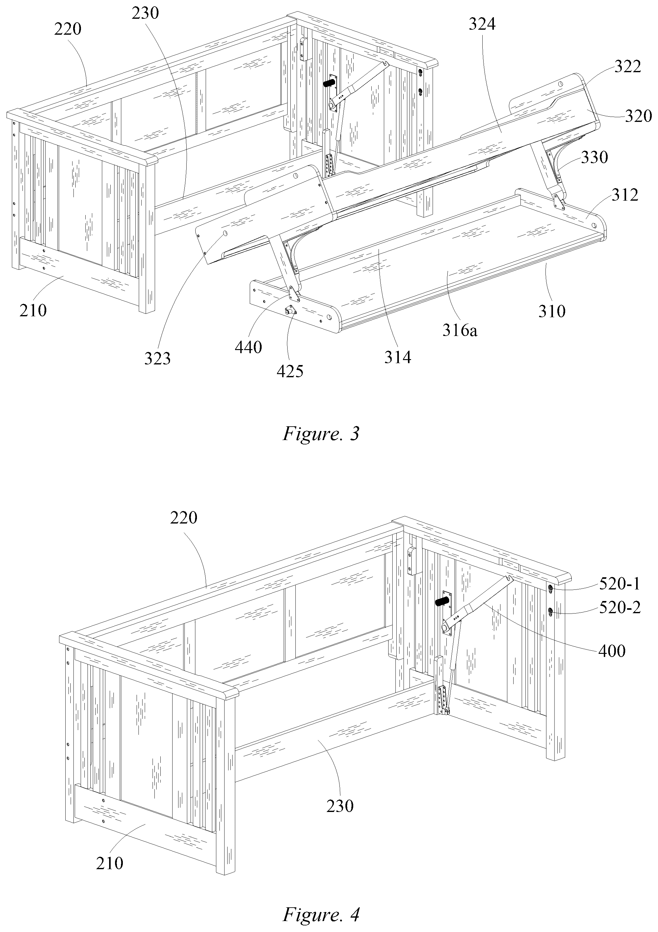 Patent US12564268 Figure 2 – Furniture objects including a convertible desk bed