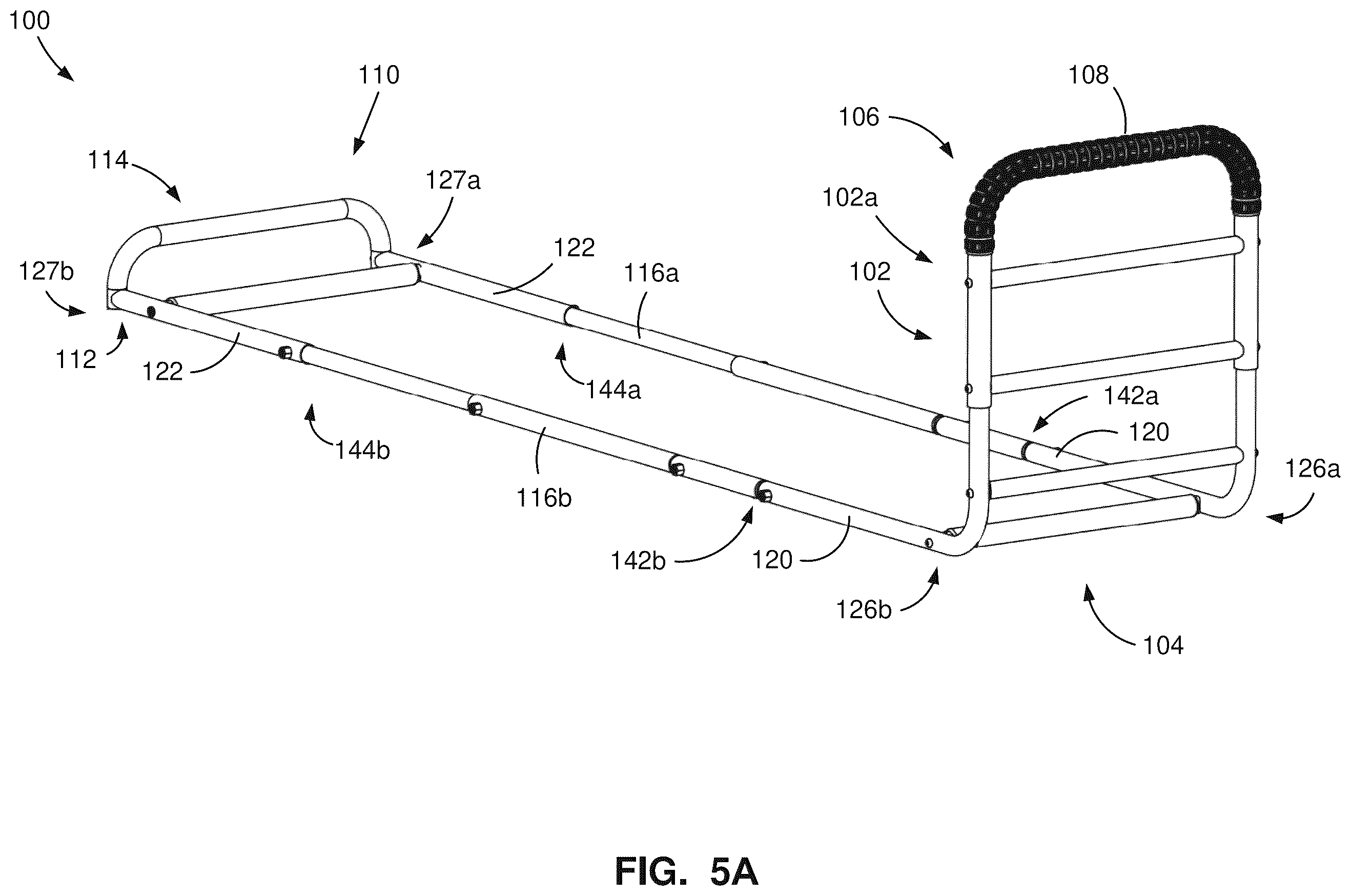Patent US12564269 Figure 6 – Bed rail assembly