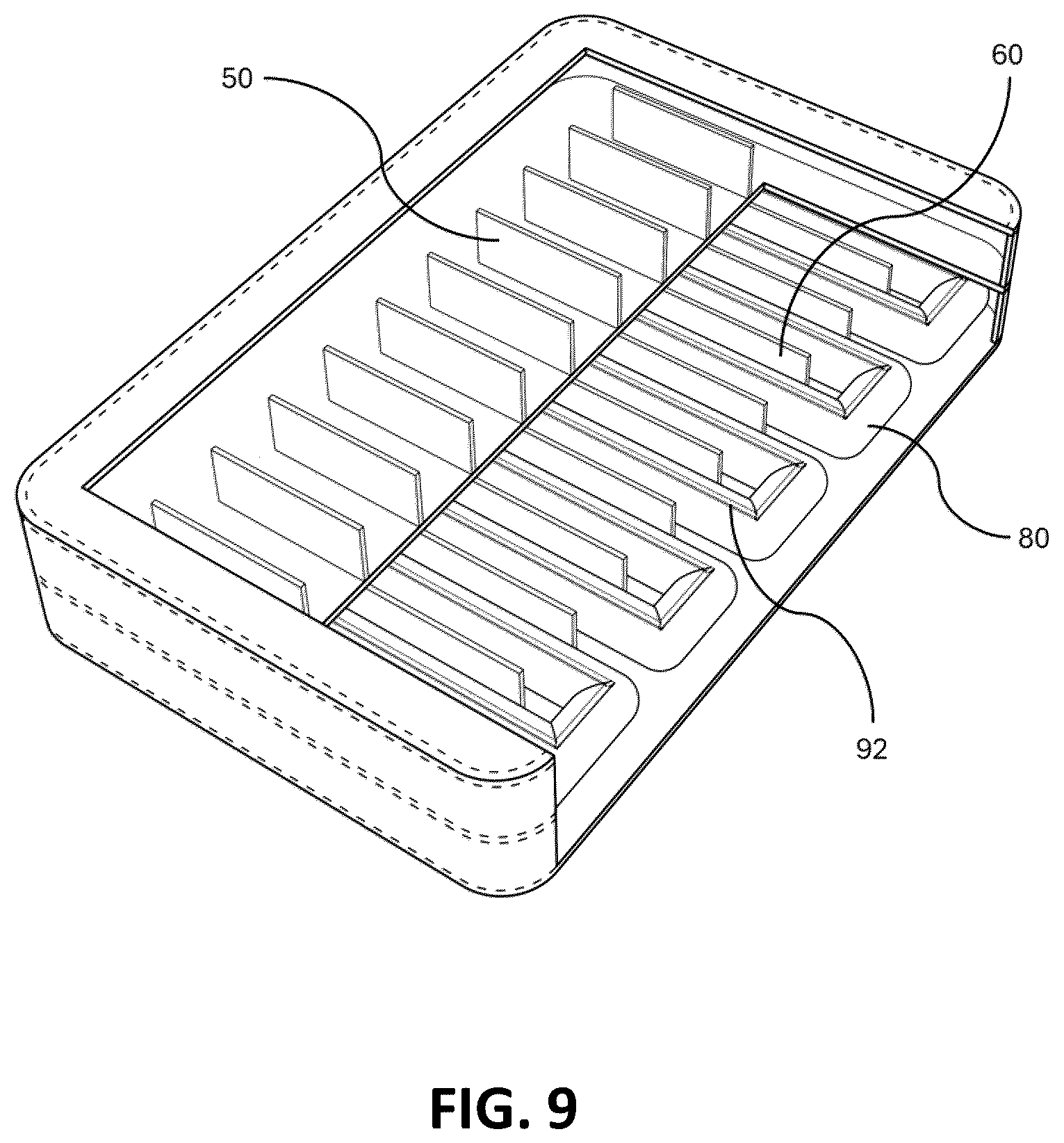 Patent US12564272 Figure 9 – Inflatable mattress structure with overlapping independent air chambers