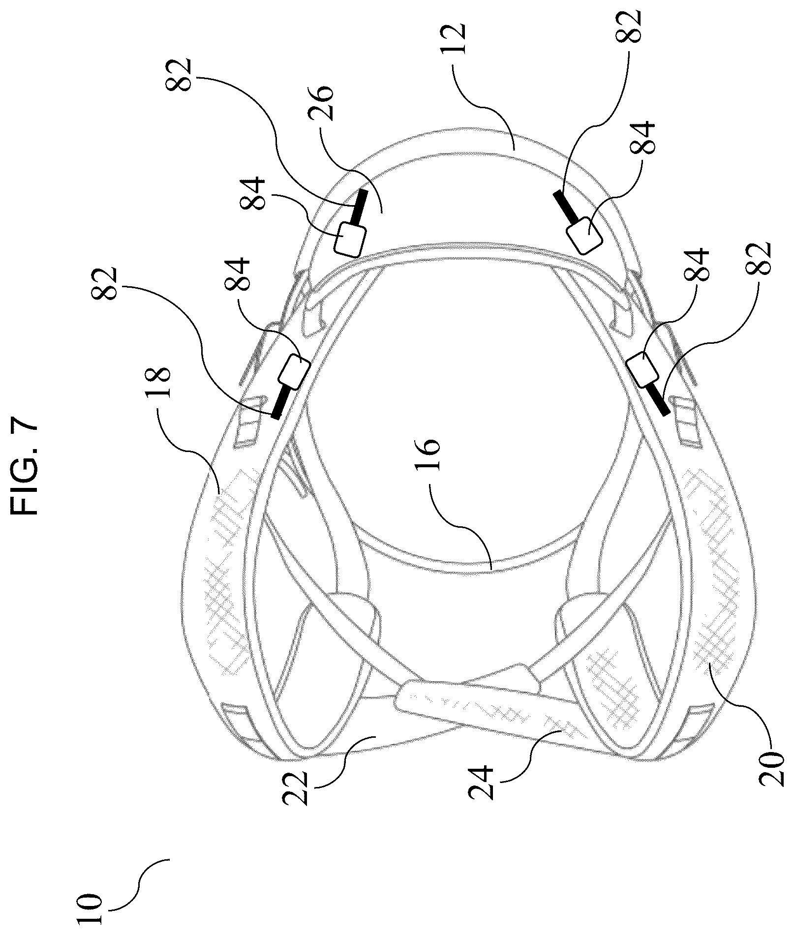 Patent US12564276 Figure 7 – Baby carrier system