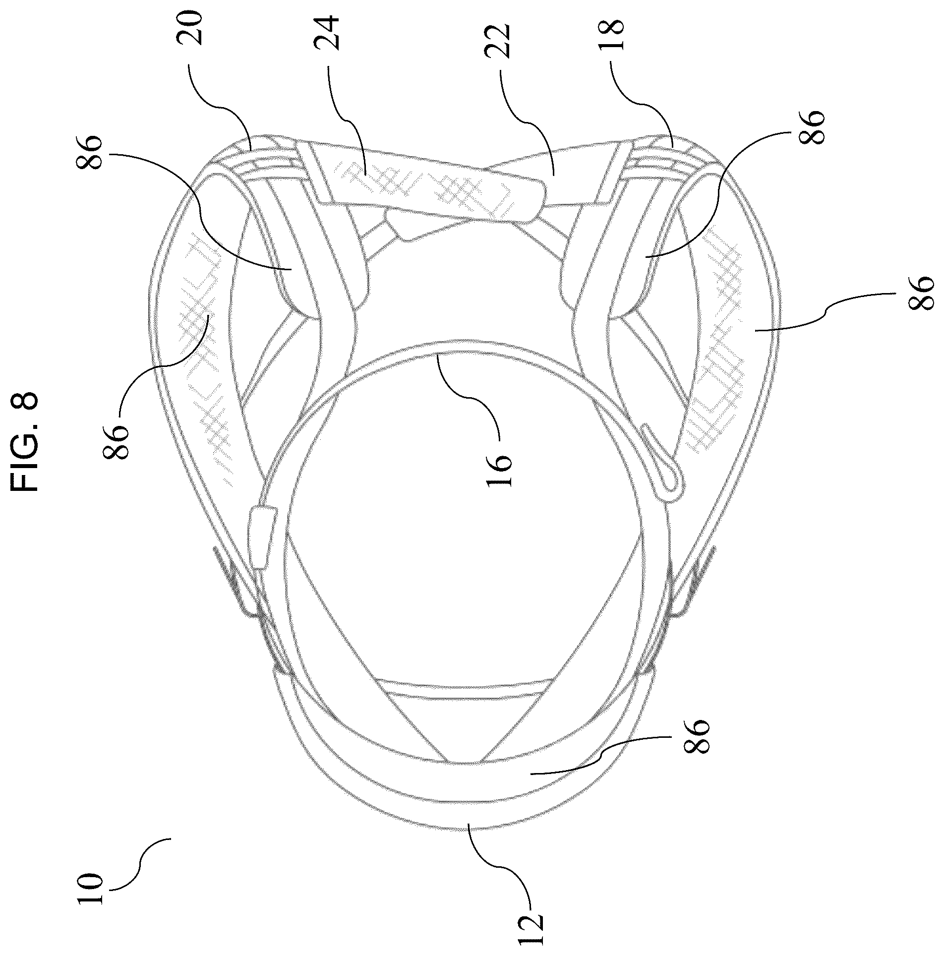 Patent US12564276 Figure 8 – Baby carrier system