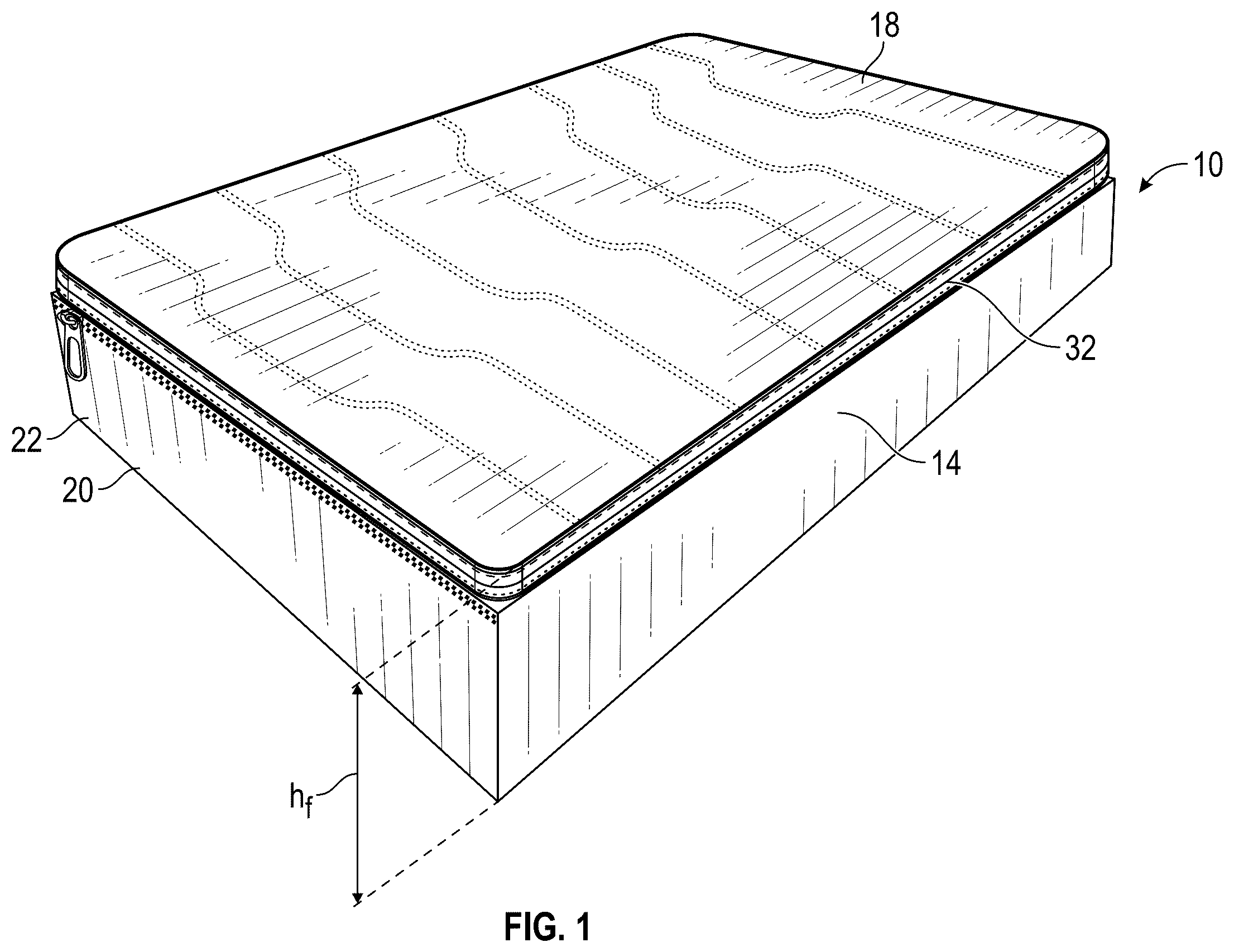 Patent US12564277 Figure 1 – Expandable mattress cover