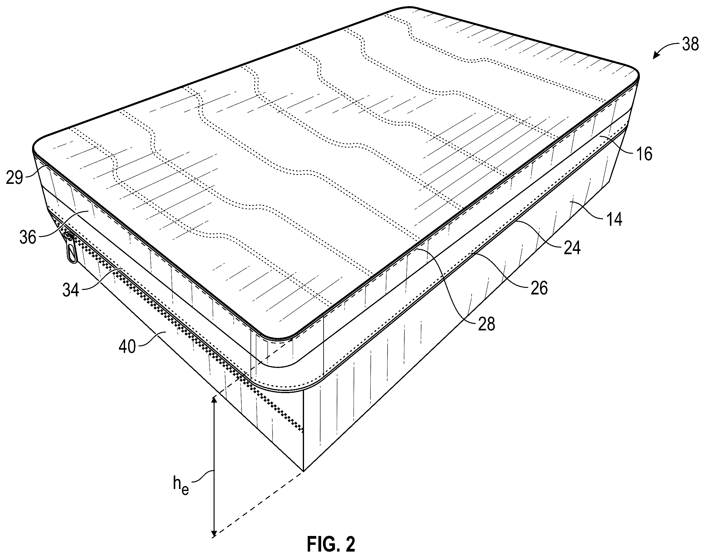 Patent US12564277 Figure 2 – Expandable mattress cover