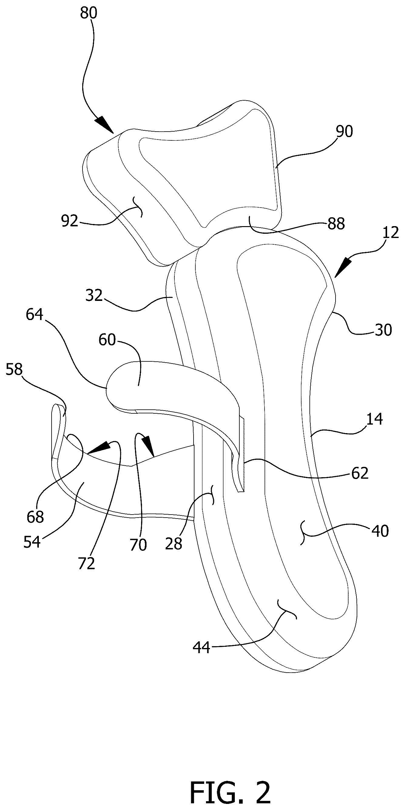 Patent US12564278 Figure 2 – Headrest pillow device
