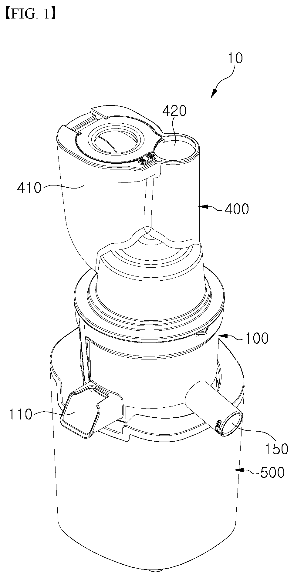 Patent US12564282 Figure 1 – Juice module for juicer